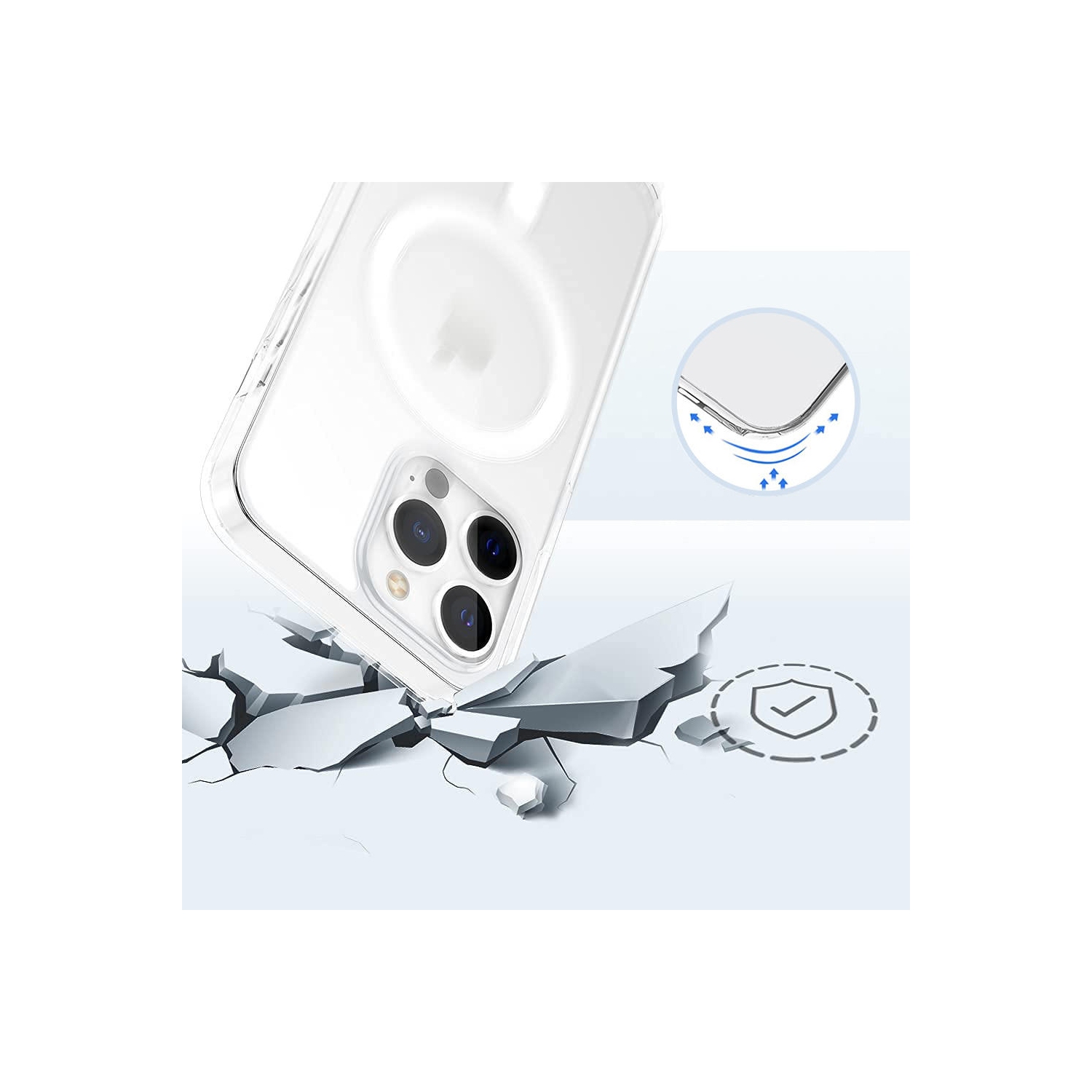 Lucency Transparent Phone Case Compatible with Magsafe Charger for iPhone 13 Pro 6.1” 2021 ,without turning yellow color, anti fingerprints,