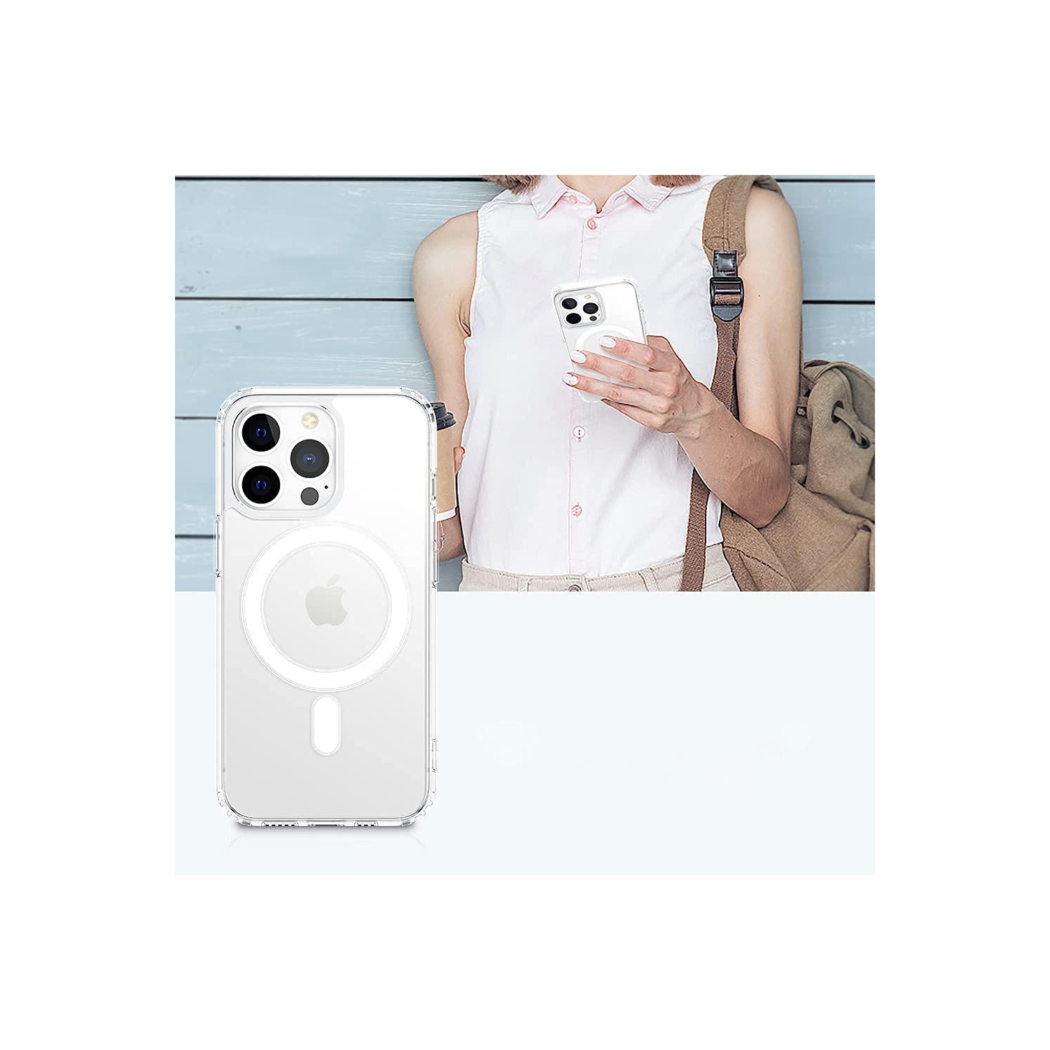 Lucency Transparent Phone Case Compatible with Magsafe Charger for iPhone 13 Pro 6.1” 2021 ,without turning yellow color, anti fingerprints,