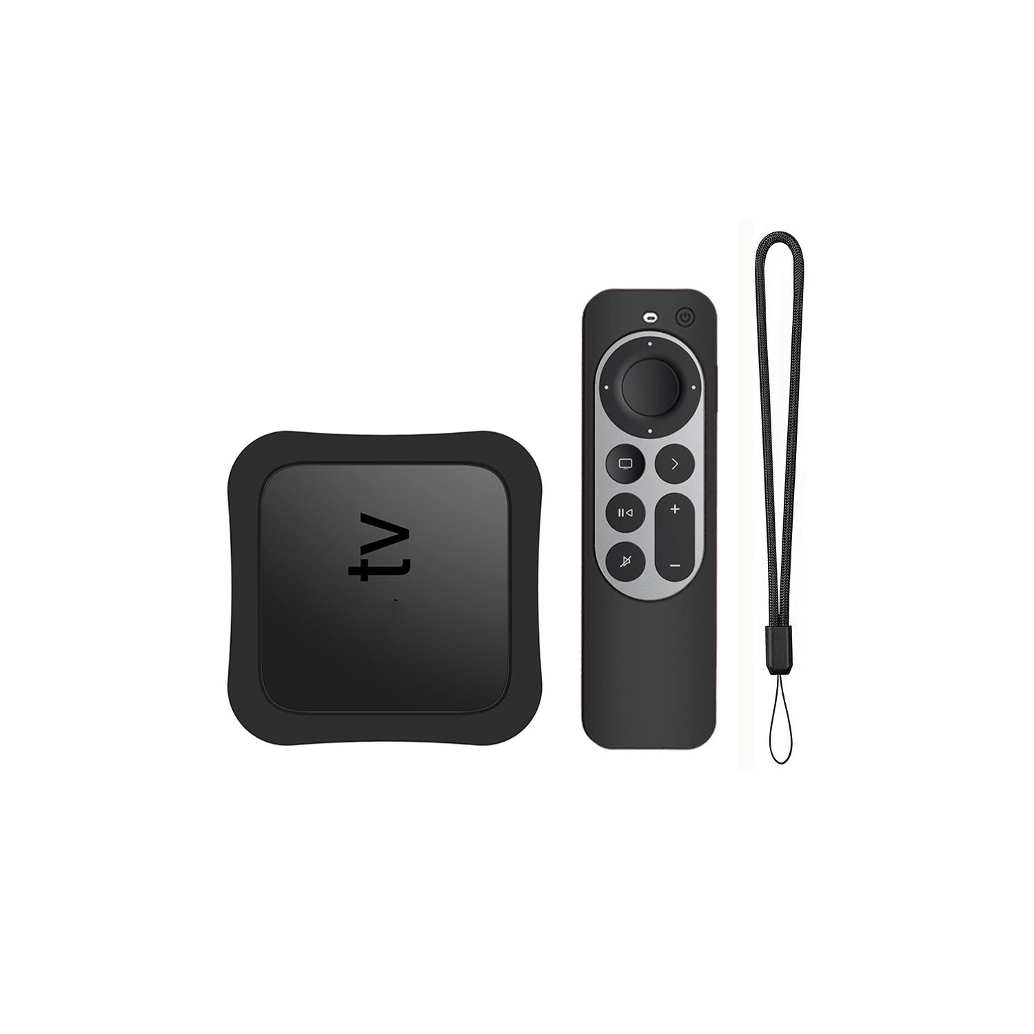 Étui en silicone pour télécommande et boîtier de téléviseur pour Apple TV 4K/Apple TV HD, noir