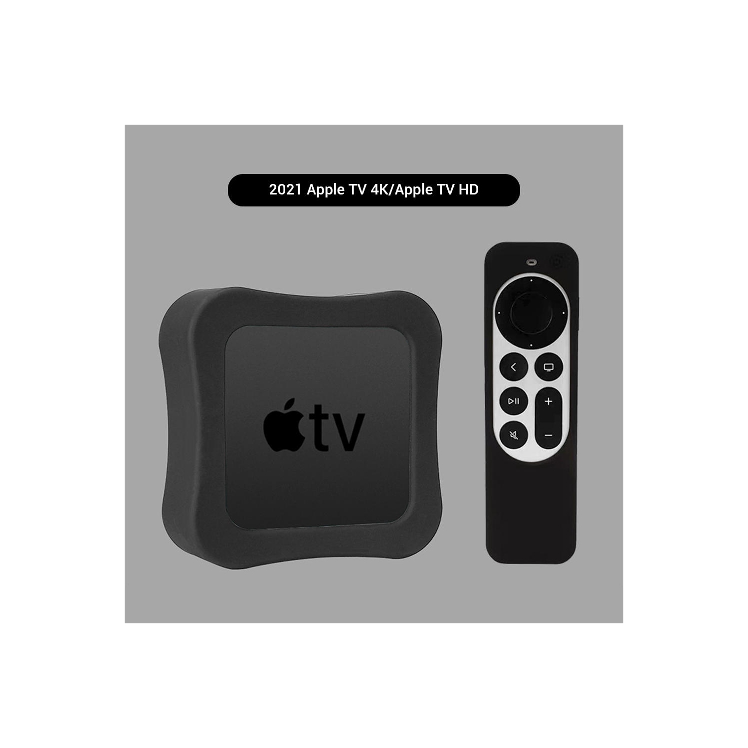 Étui en silicone pour télécommande et boîtier de téléviseur pour Apple TV 4K/Apple TV HD, noir