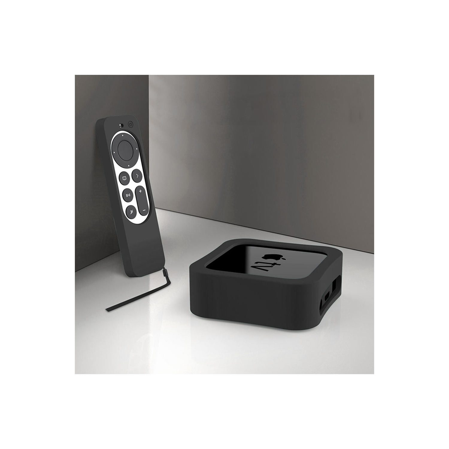 Étui en silicone pour télécommande et boîtier de téléviseur pour Apple TV 4K/Apple TV HD, noir