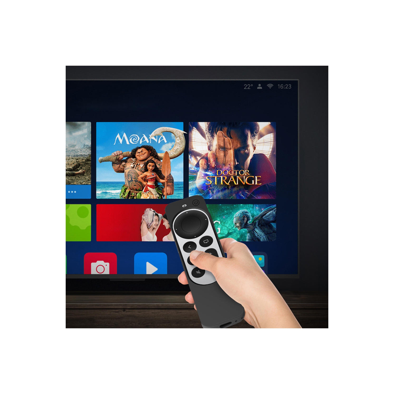 Étui en silicone pour télécommande et boîtier de téléviseur pour Apple TV 4K/Apple TV HD, noir