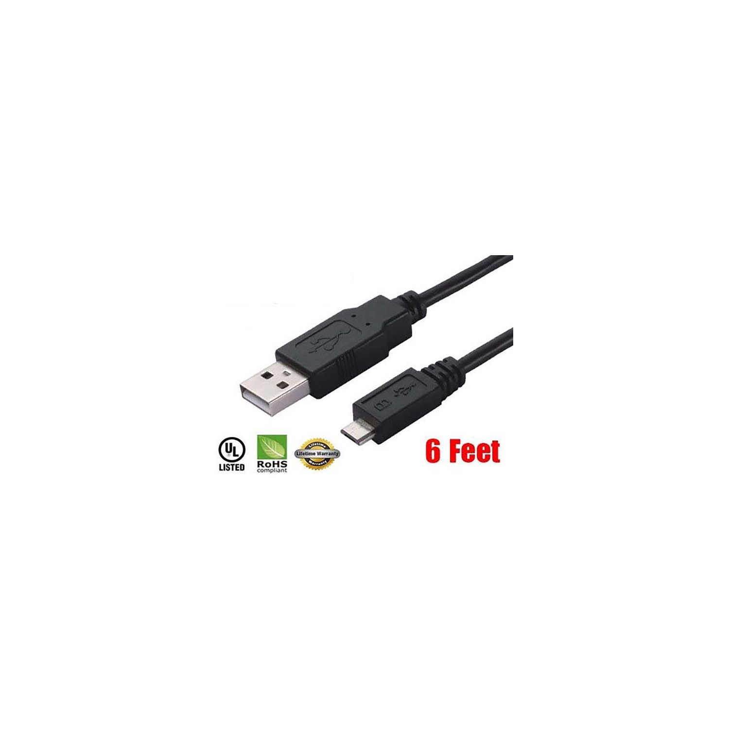 iMBAPrice 6 Feet USB to Micro USB Cable for HTC One/S/V/X/X+, EVO 4G LTE, EVO Design 4G, INCREDIBLE 4G LTE, Droid DNA, D