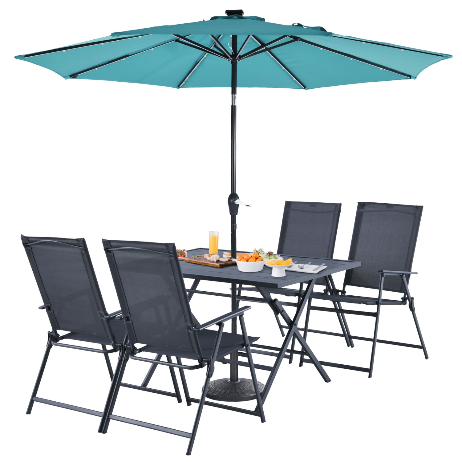 Ensemble patio 5 pièces table et chaises d’extérieur avec table pliante de PatioJoy