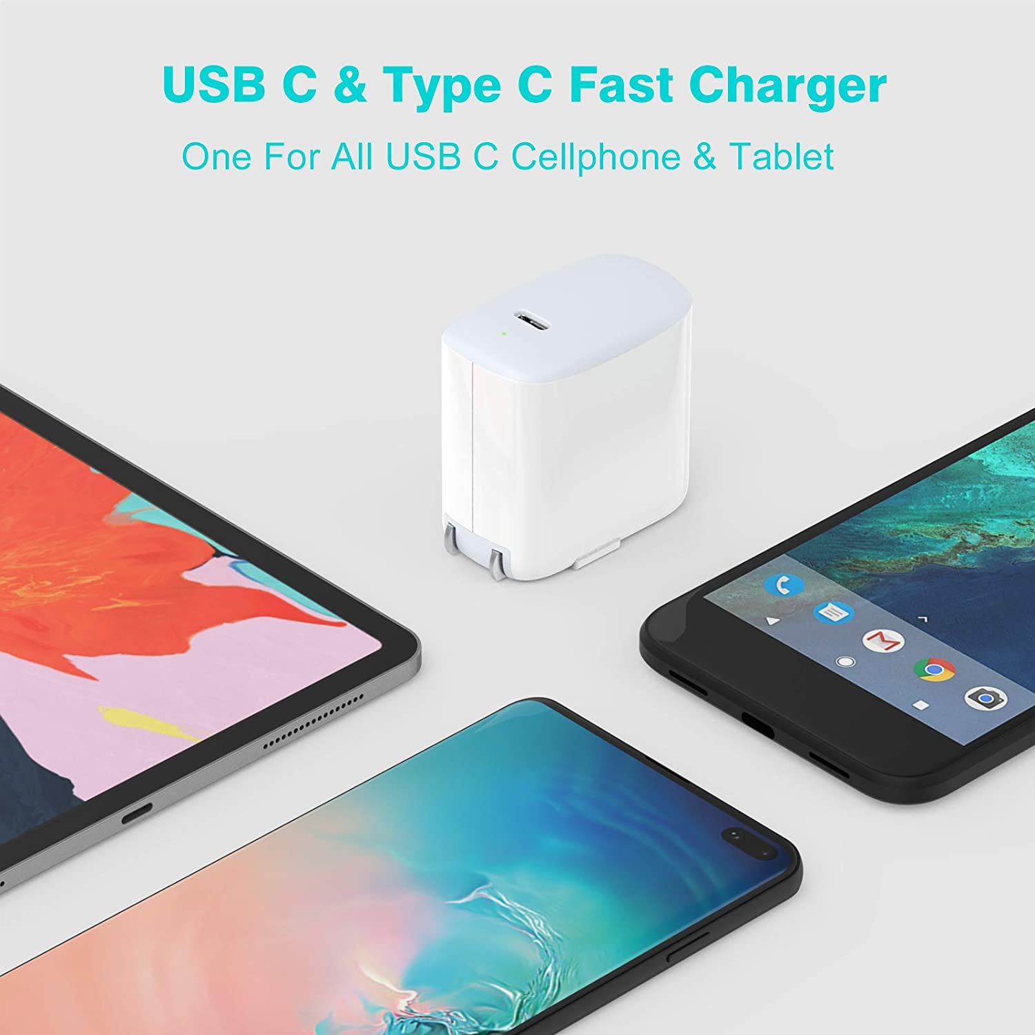 For Apple Ipads, macbooks - 20W USB C Fast Charger + 6.6ft USB C to C Charging Cord - Compatible with Ipad Air & Pro models| Air 4, Ipad 12.9 & 11