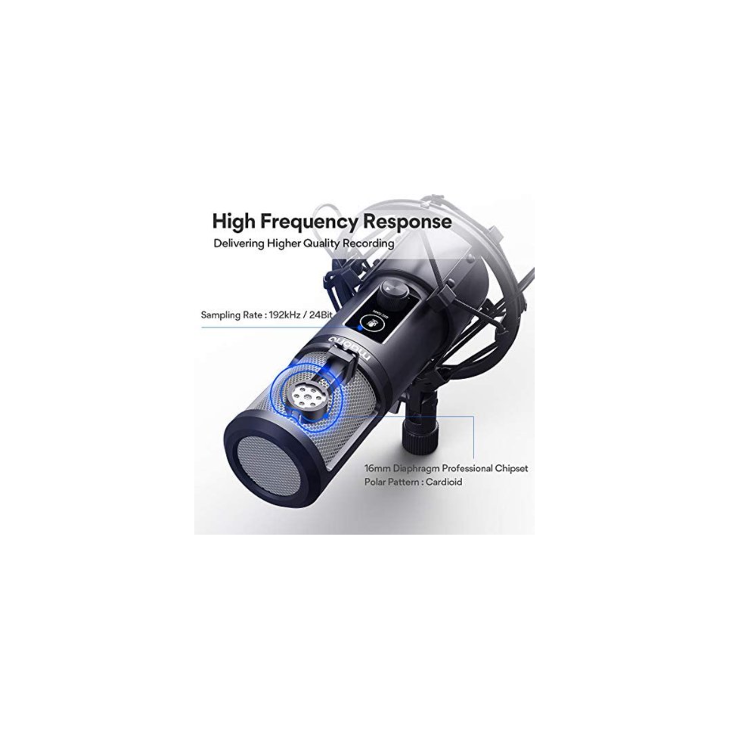 Professional USB Condenser Microphone with Stand MAONO AU-PM421 - Black