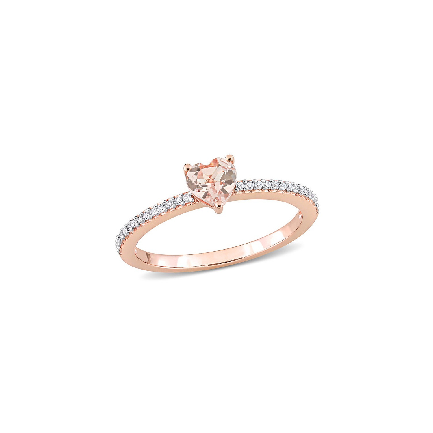 1/2 Carat Morganite Heart Promise Ring in 10K Rose Pink Gold with Diamonds