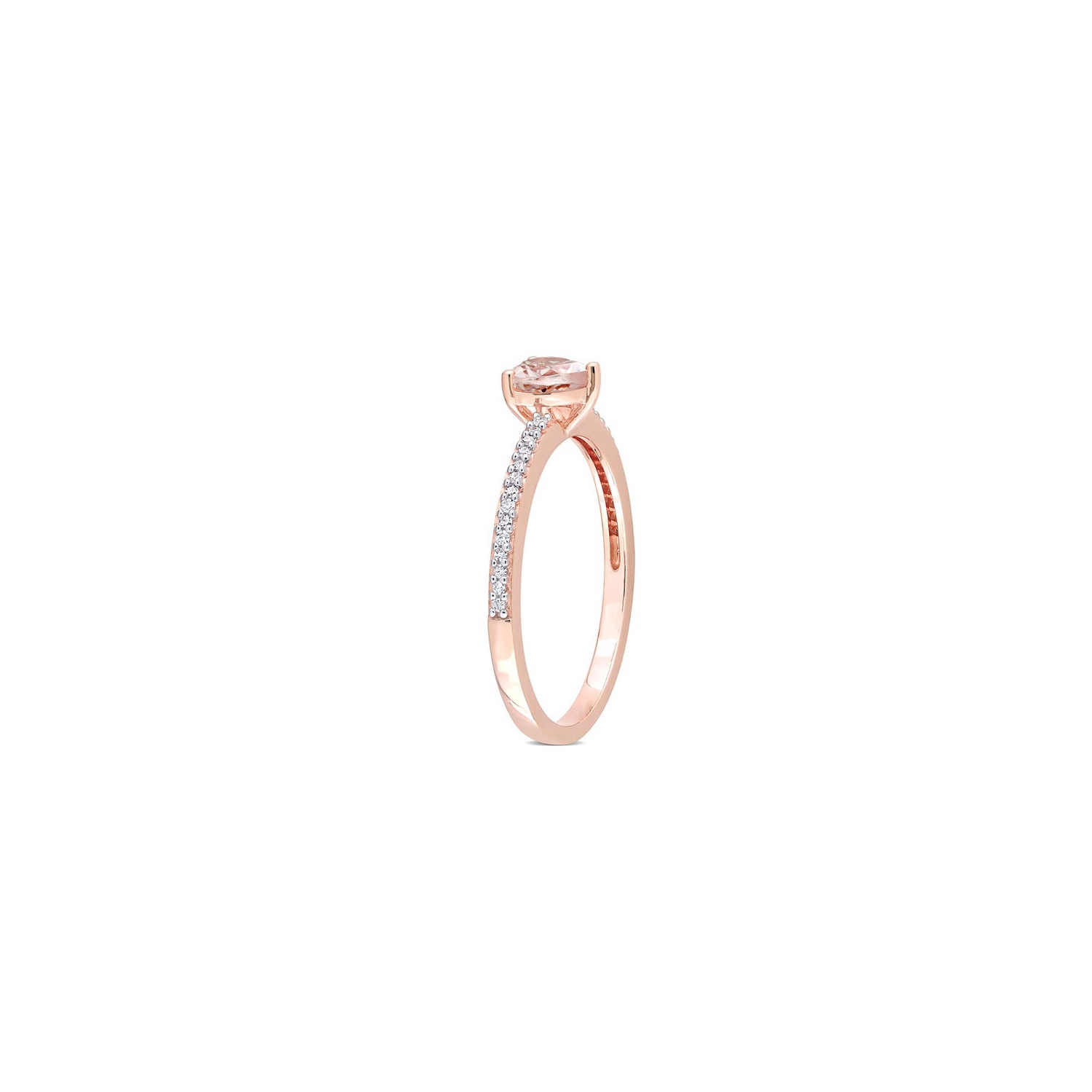 1/2 Carat Morganite Heart Promise Ring in 10K Rose Pink Gold with Diamonds
