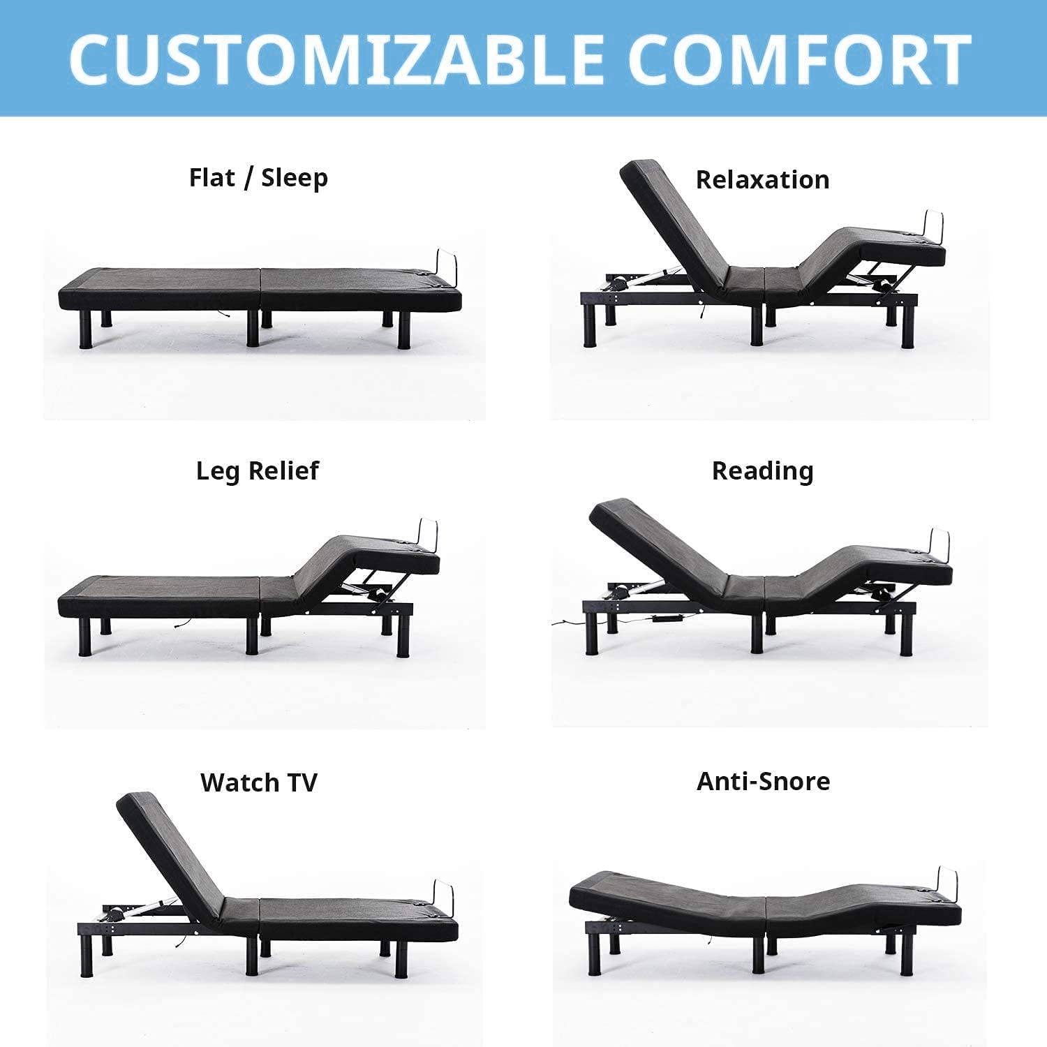 Livearty Twin XL Adjustable Bed Frame Base | Wireless Remote | Head and Foot Incline