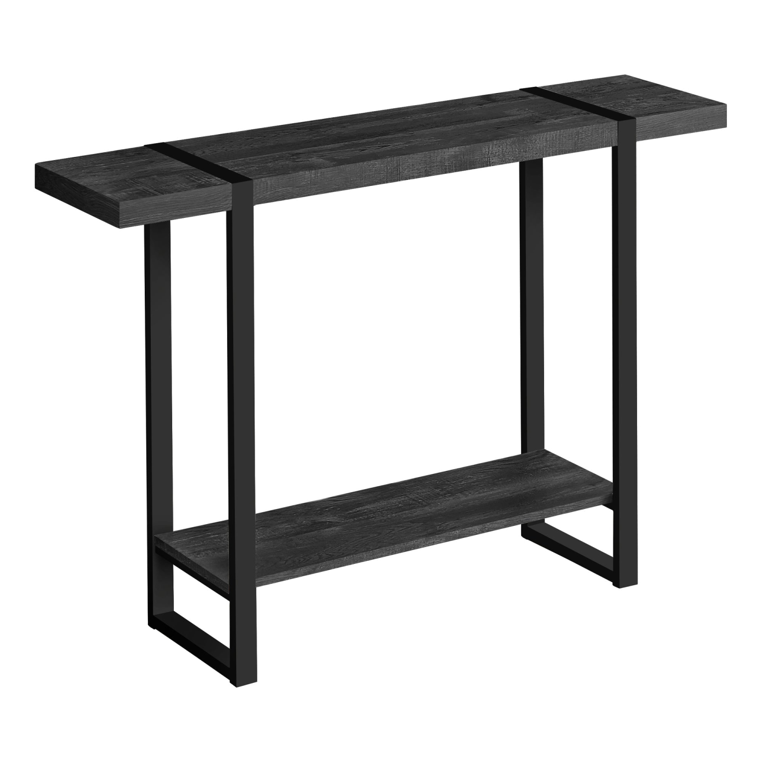 Monarch Specialties I 2861 Accent Table 48"L Black Reclaimed Wood-look Black