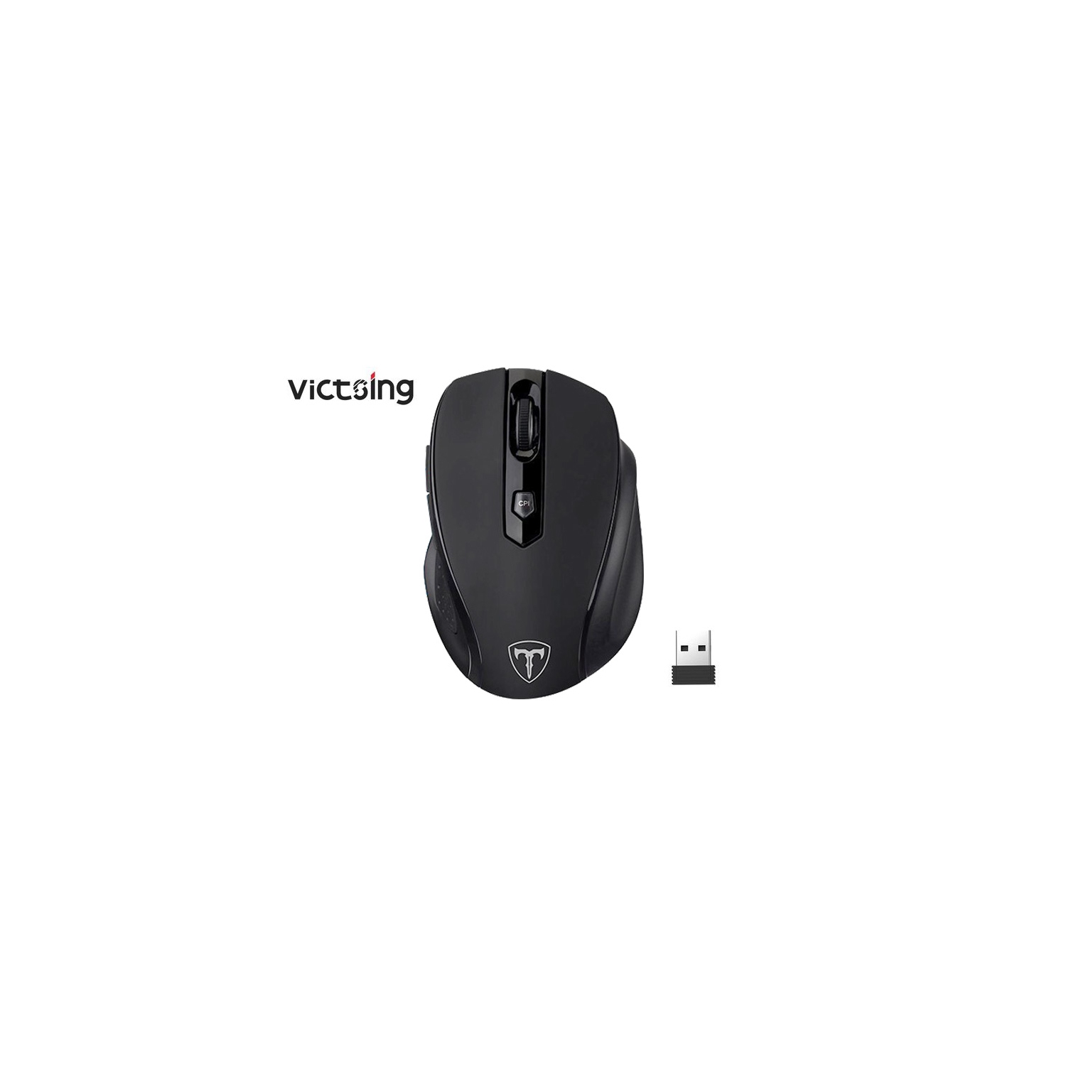 VicTsing D-09 2.4Ghz Wireless Mouse Full Size Mice Ergonomic 6 Buttons, 5-level 2400 DPI For PC Laptop Computer Mouse_Black color