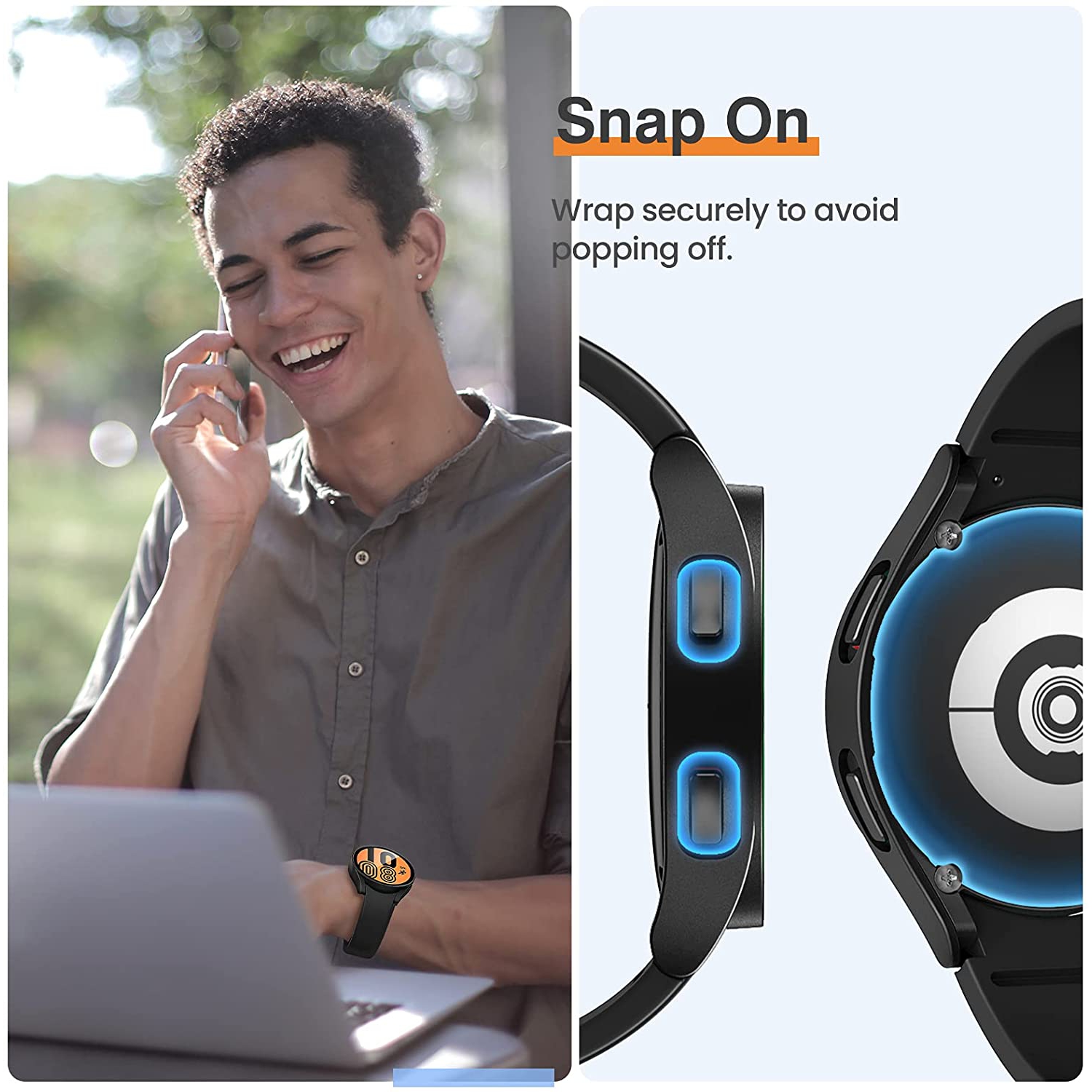 étui Housse de protection robuste avec protecteur d'écran en verre trempé pour Samsung Galaxy Watch 4, 44 mm, noir