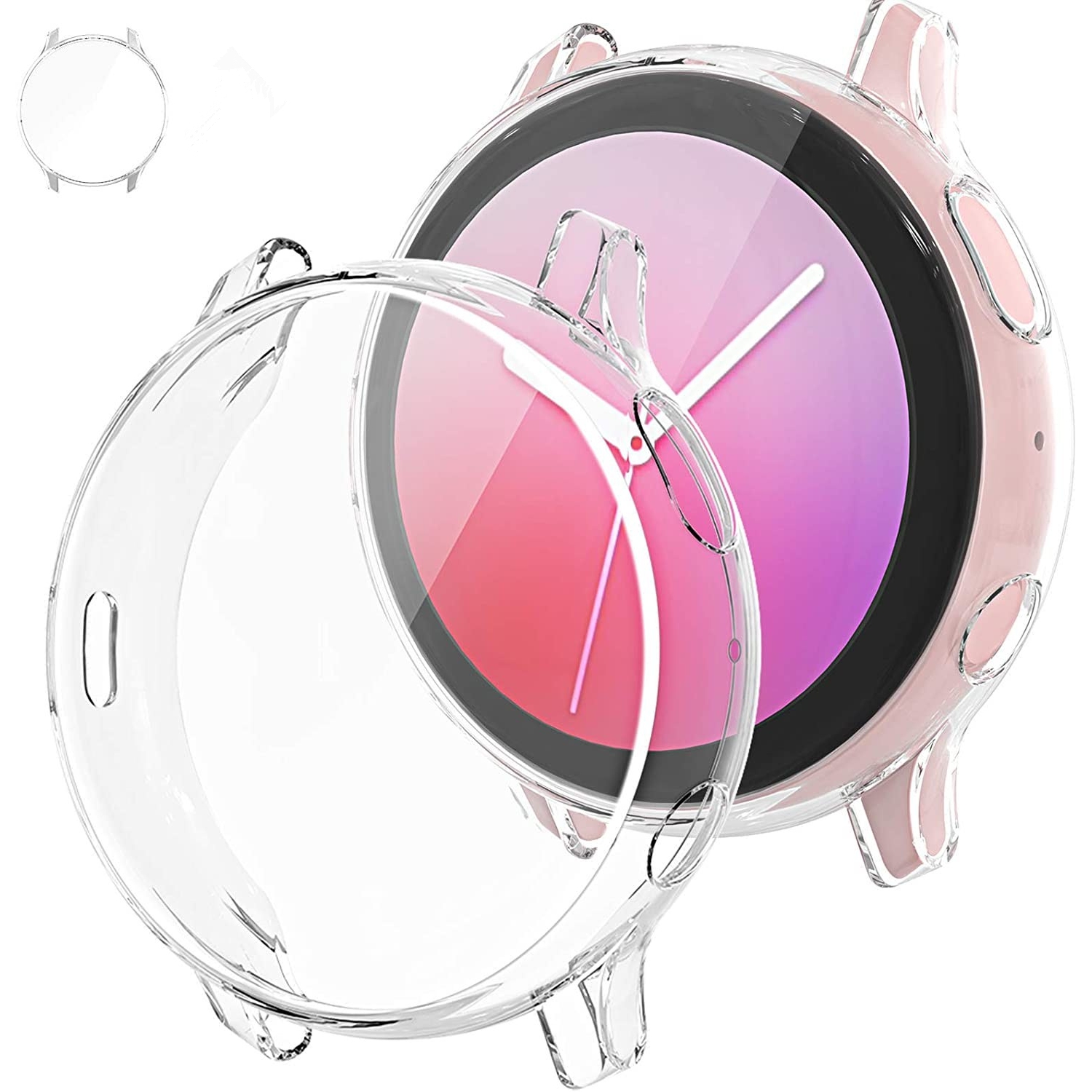 étui Housse de protection robuste avec protecteur d'écran en verre trempé pour Samsung Galaxy Watch 4, 44 mm, transparent