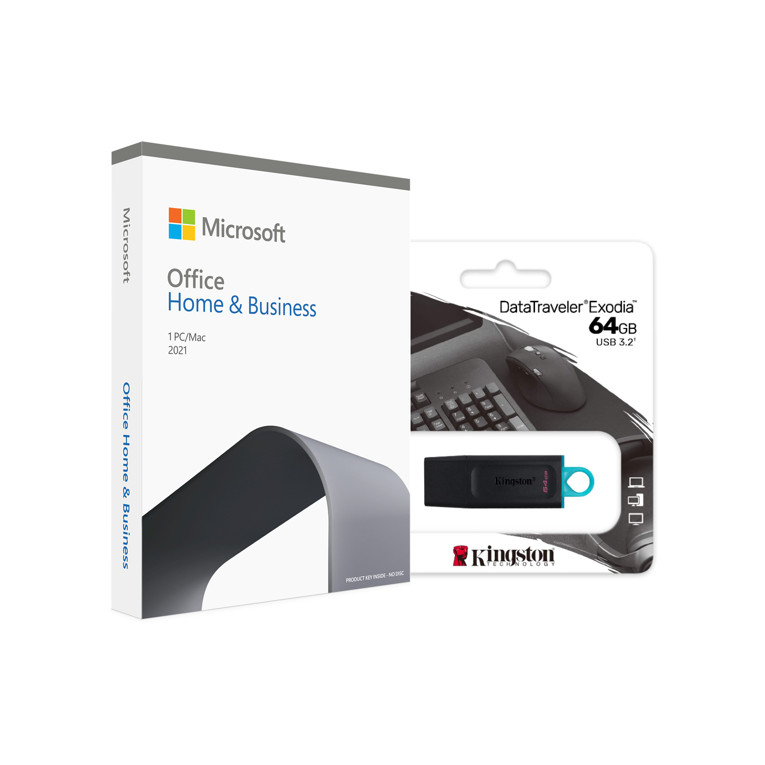 Microsoft Office Home & Business 2021 | 1 Person, One-Time Purchase, Retail Box (w/ Key Card inside), English (PC/Mac) w/ Kingston 64GB USB 3.2 Drive