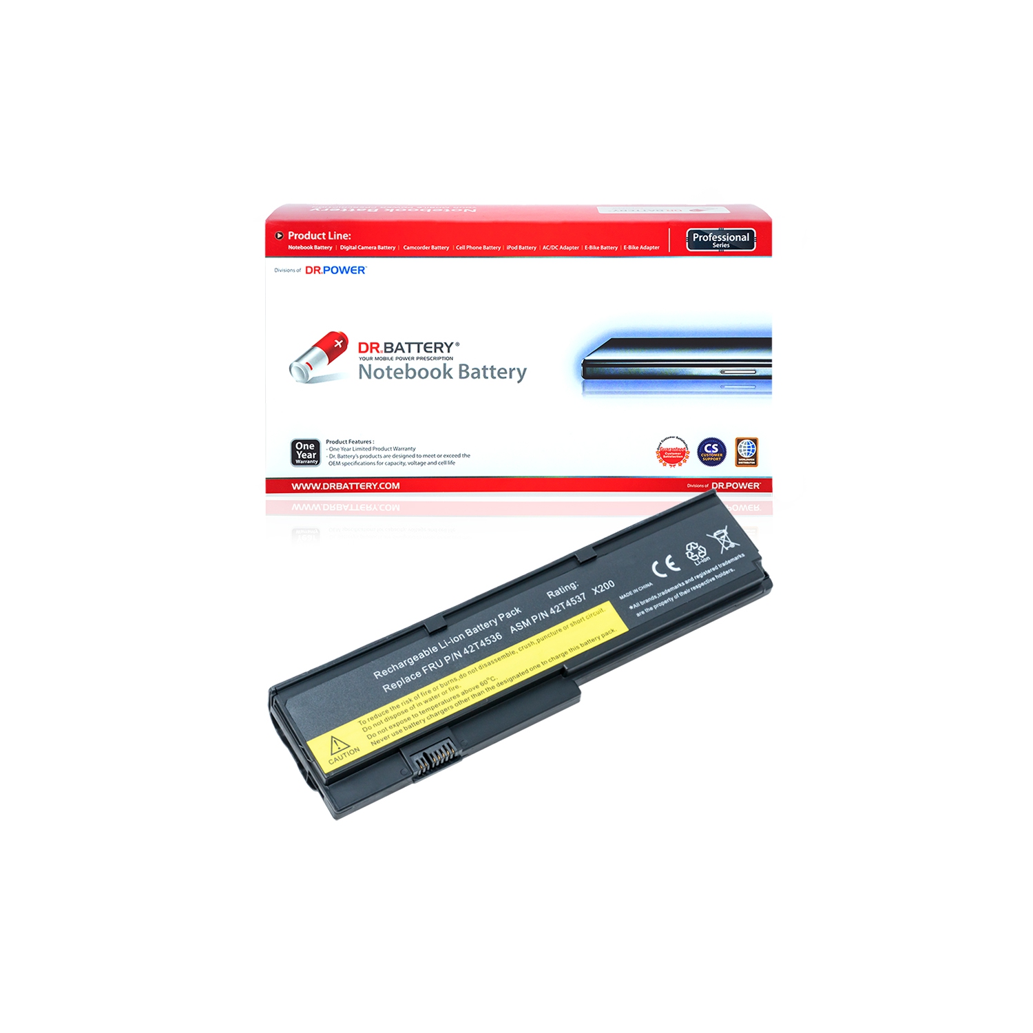 DR. BATTERY - Replacement for IBM ThinkPad X201 / Elite X200 / Elite X200s / Enchanced X200s / 42T4543 / 42T4647 / 42T4648 [10.8V / 4400mAh / 48Wh]
