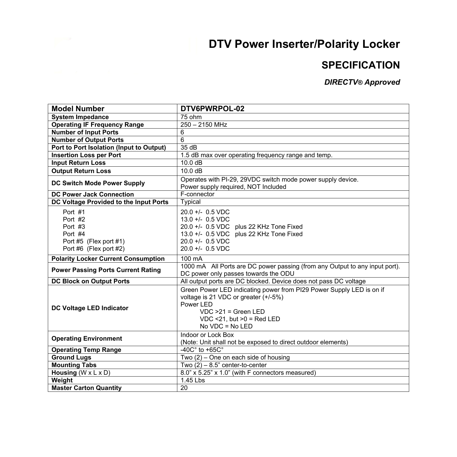 DTV6PWRPOL-02 ProBrand, Power Inserter, Polarity Locker