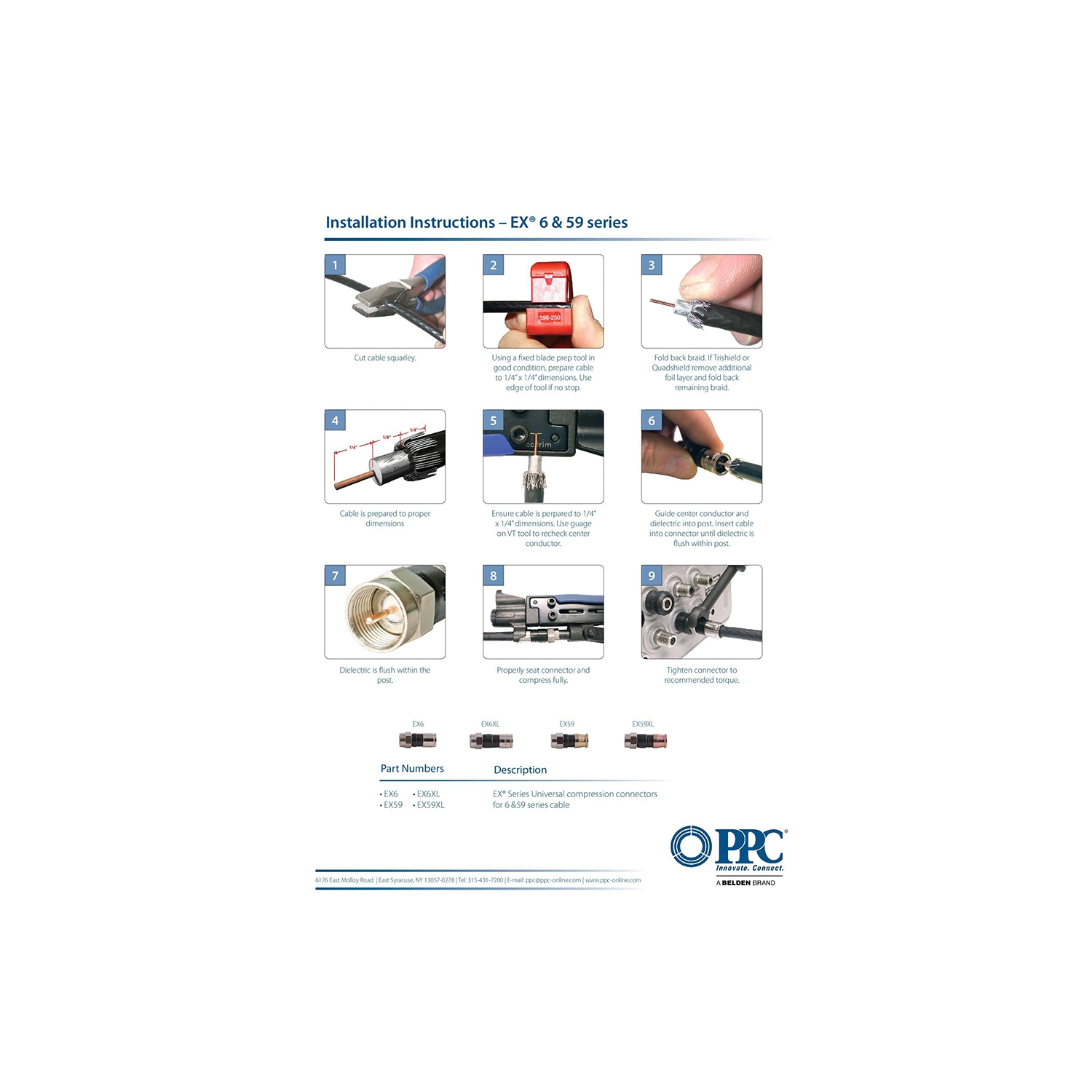 PPC EX6XL Plus Universal RG-6 Compression Connector - 20 Pack