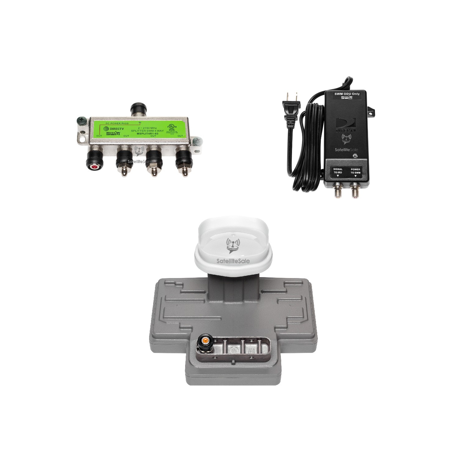 DirecTV D SWM3 LNB Reverse Band with 21V Power 4-Way Splitter 4K 99 101 103 Sats