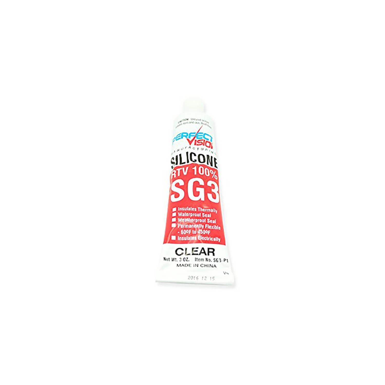 SG3-P1 Perfect Vision Silicone Sealant 3 oz, Clear Waterproof Seal