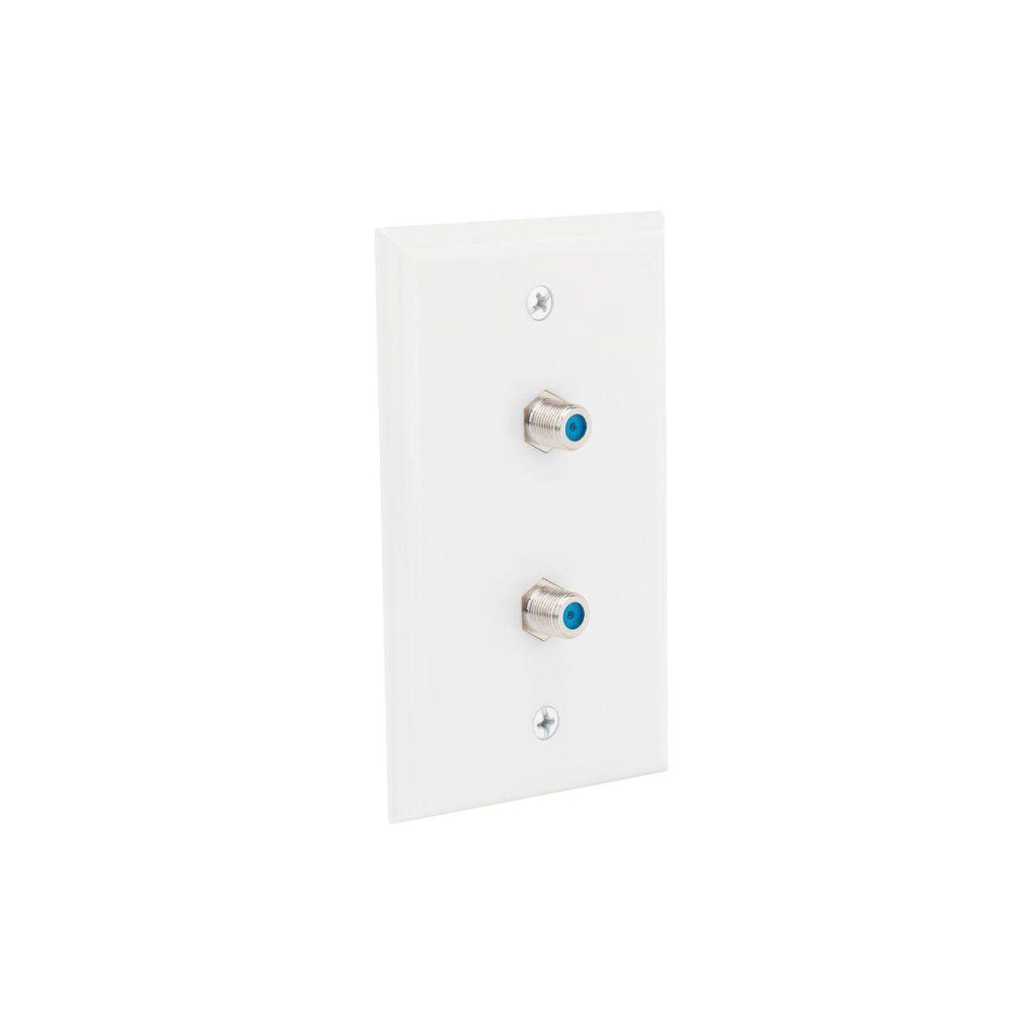 SatelliteSale Coaxial Duplex Wall Plate White Screws Included