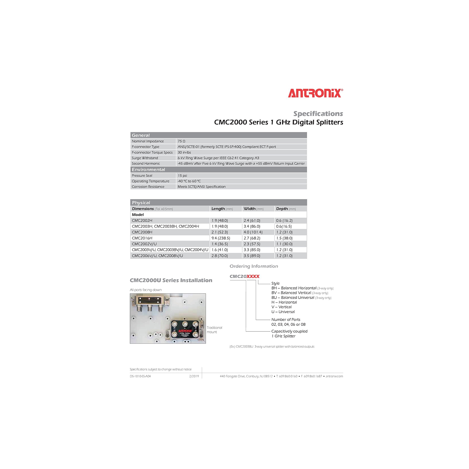 Antronix 2-Way Splitter CMC 2002H