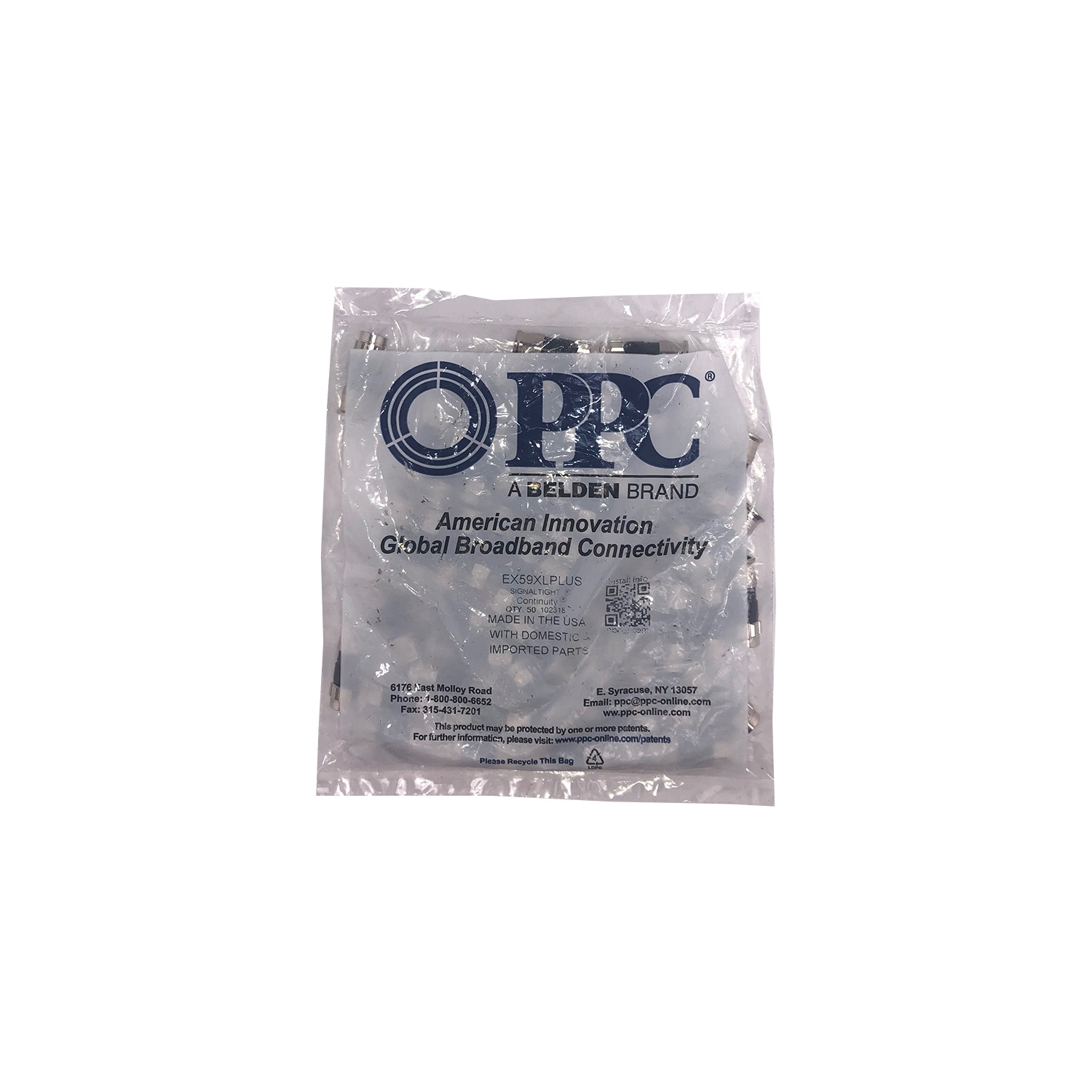 PPC Belden EX59XLPLUS RG59 Cable Compression Connectors - Bag of 50