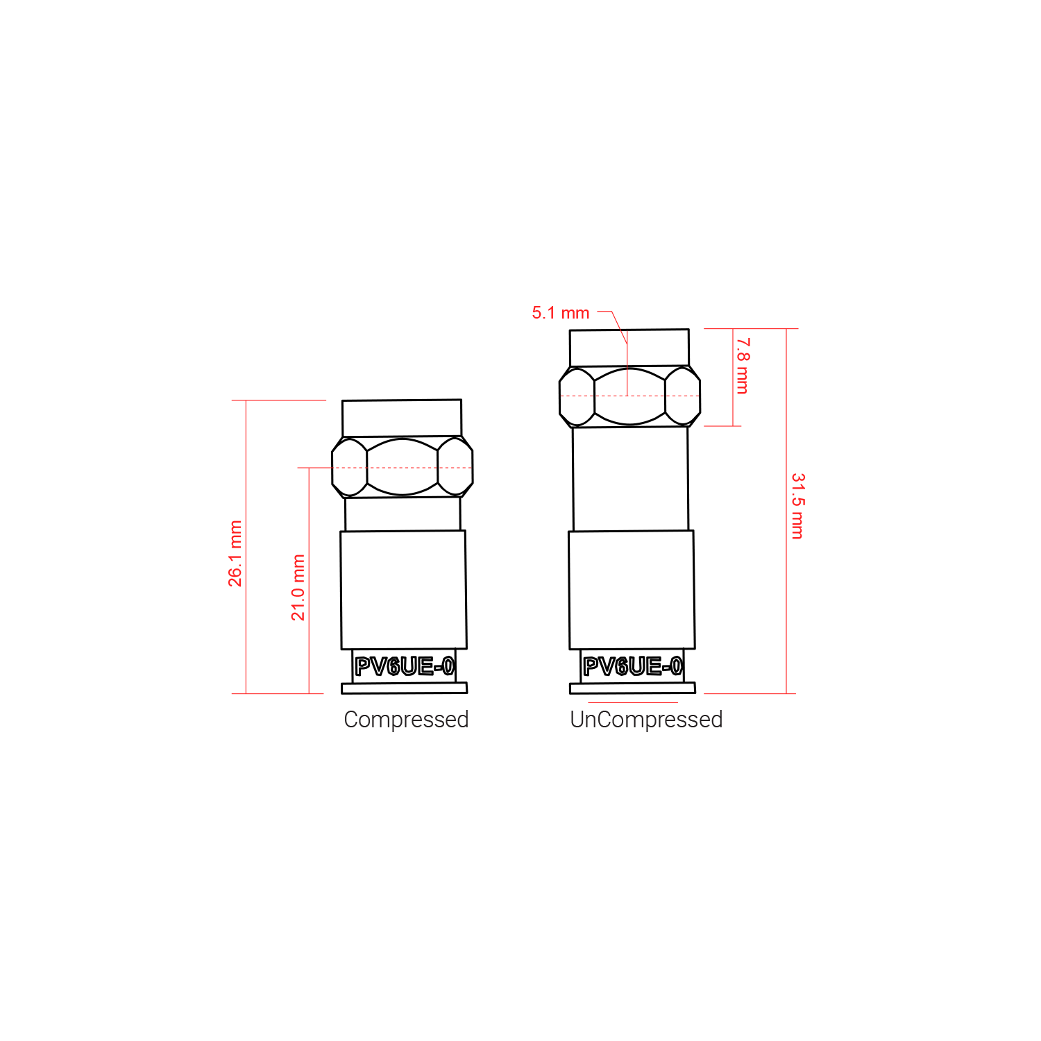 Perfect Vision PV6UE-05 'Ridgeloc' Universal Fit RG6 Coax Cable Compression Connectors, Bag of 50
