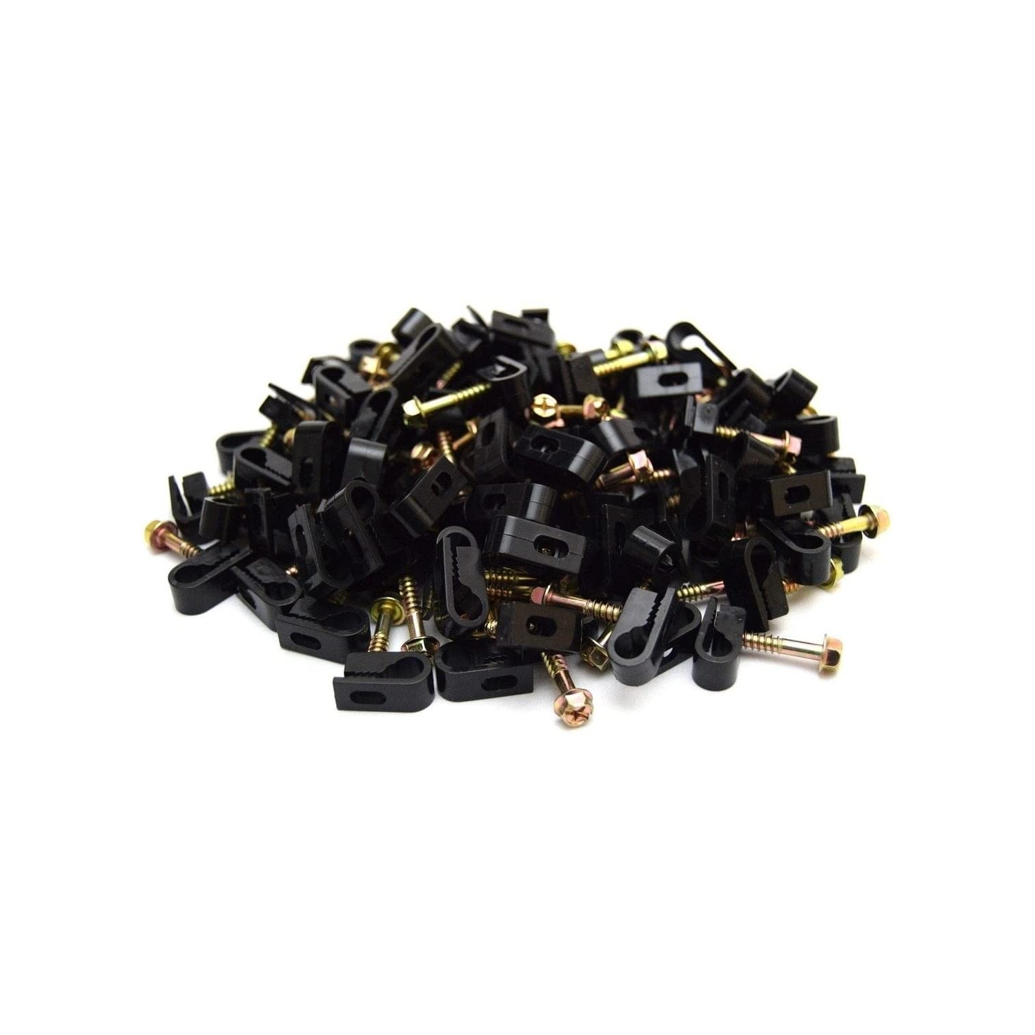 SatelliteSale Black RG6 Single Cable Grip Mounting Screw Clips 100 CT