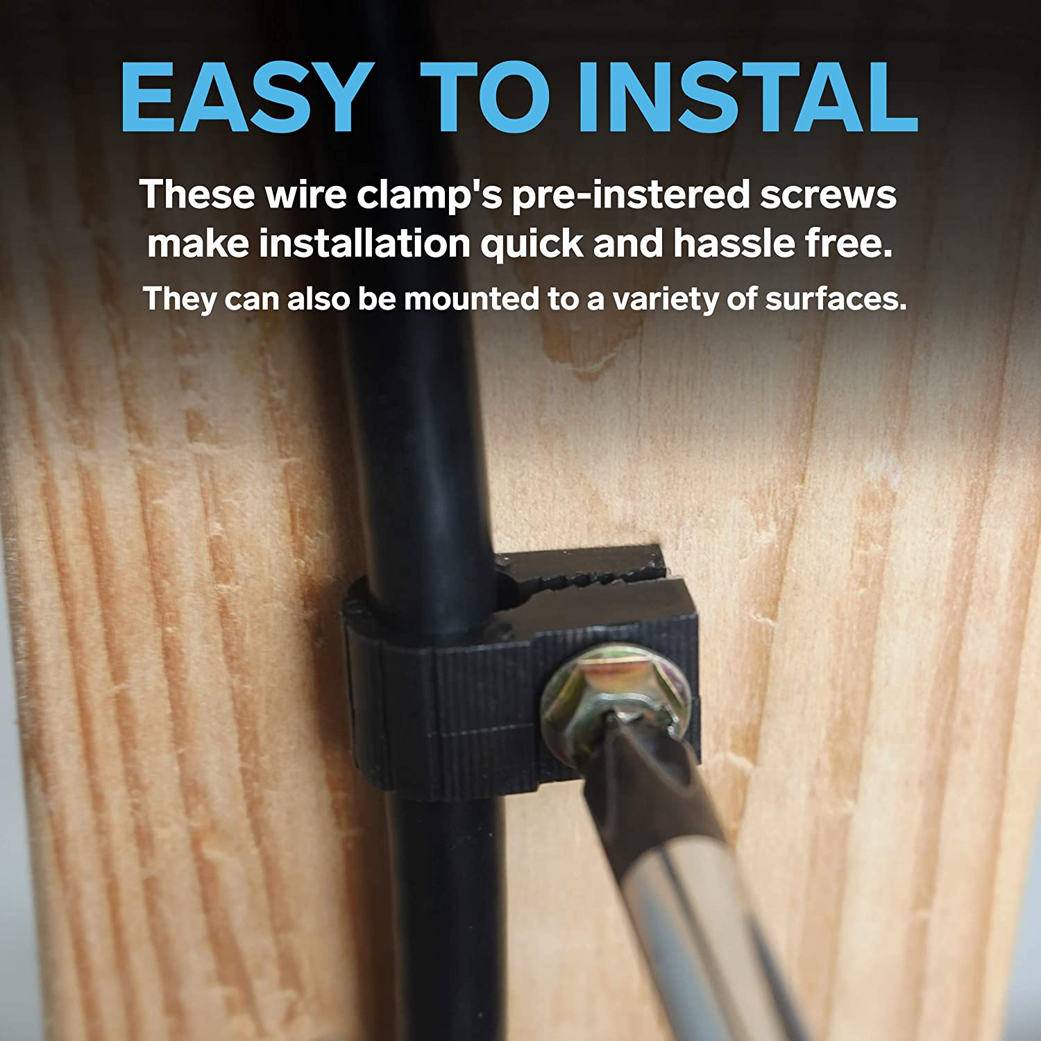 SatelliteSale Black RG6 Single Cable Grip Mounting Screw Clips 100 CT