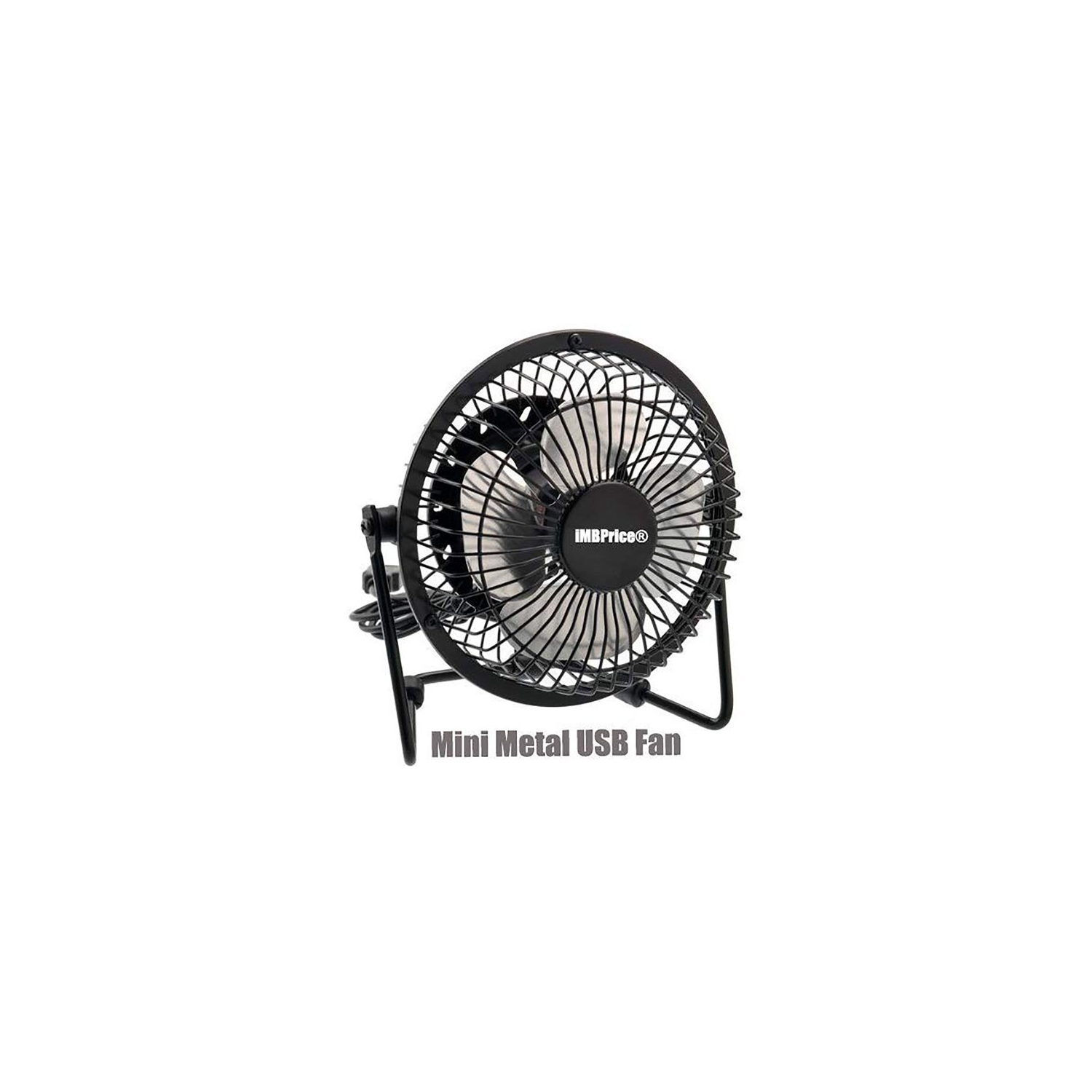 iMBAPrice Classic Hi Speed 4" USB Mini Desktop Metal Fan with ON/Off Switch for PC/Laptop (Black)