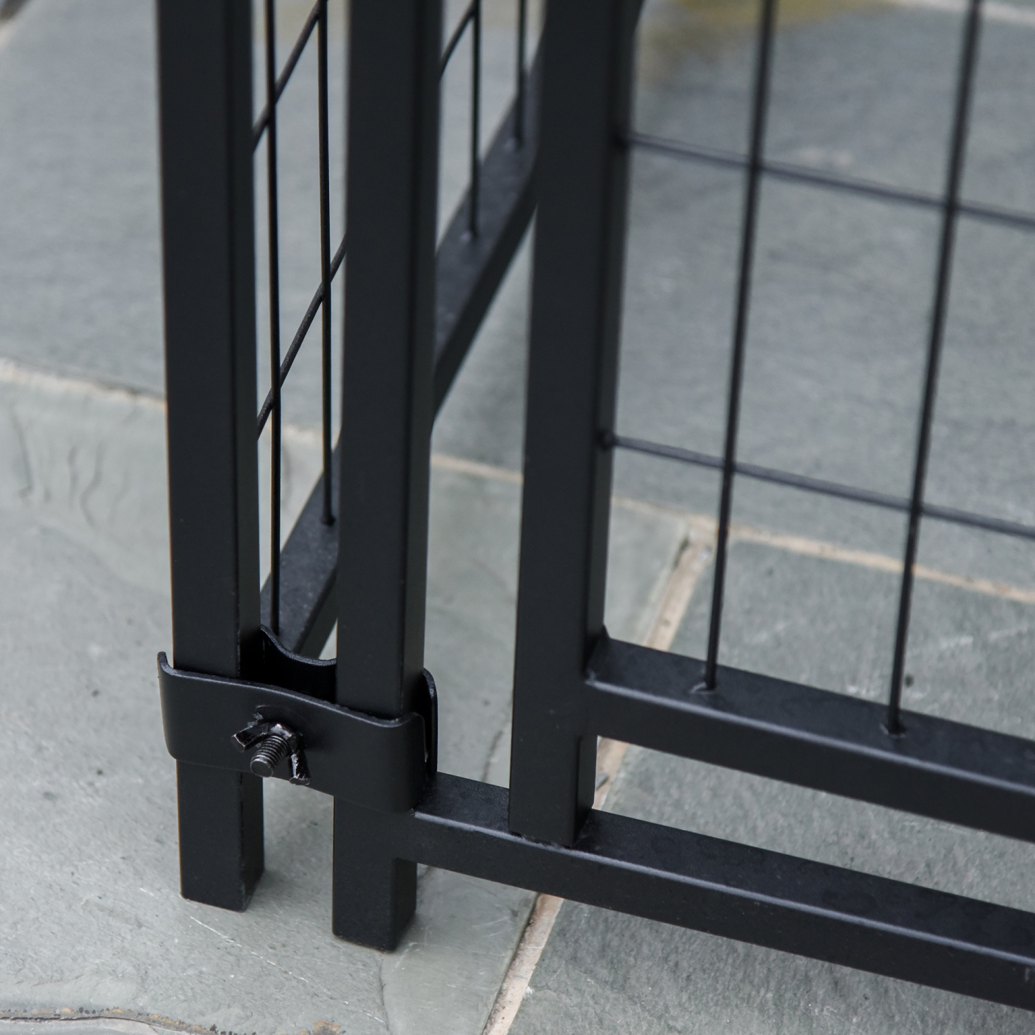 PawHut 6' x 4' x 6' Dog Run Outdoor, Large Outdoor Dog Kennel Welded Wire Steel Fence with UV-Resistant & Waterproof Cover, Secure Lock, Silver