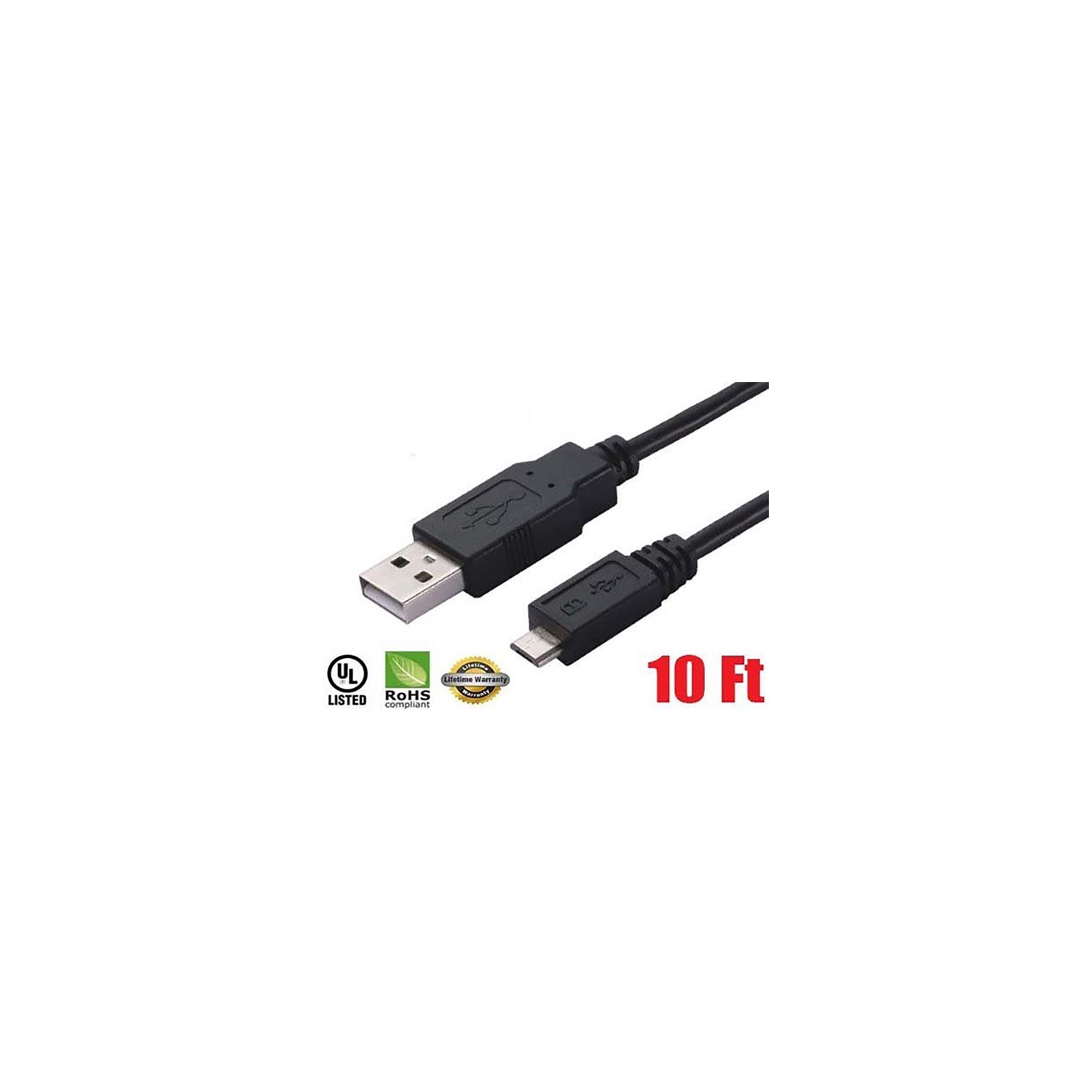 iMBAPrice 10 Feet USB to Micro USB Cable for HTC One/S/V/X/X+, EVO 4G LTE, EVO Design 4G, INCREDIBLE 4G LTE, Droid DNA,