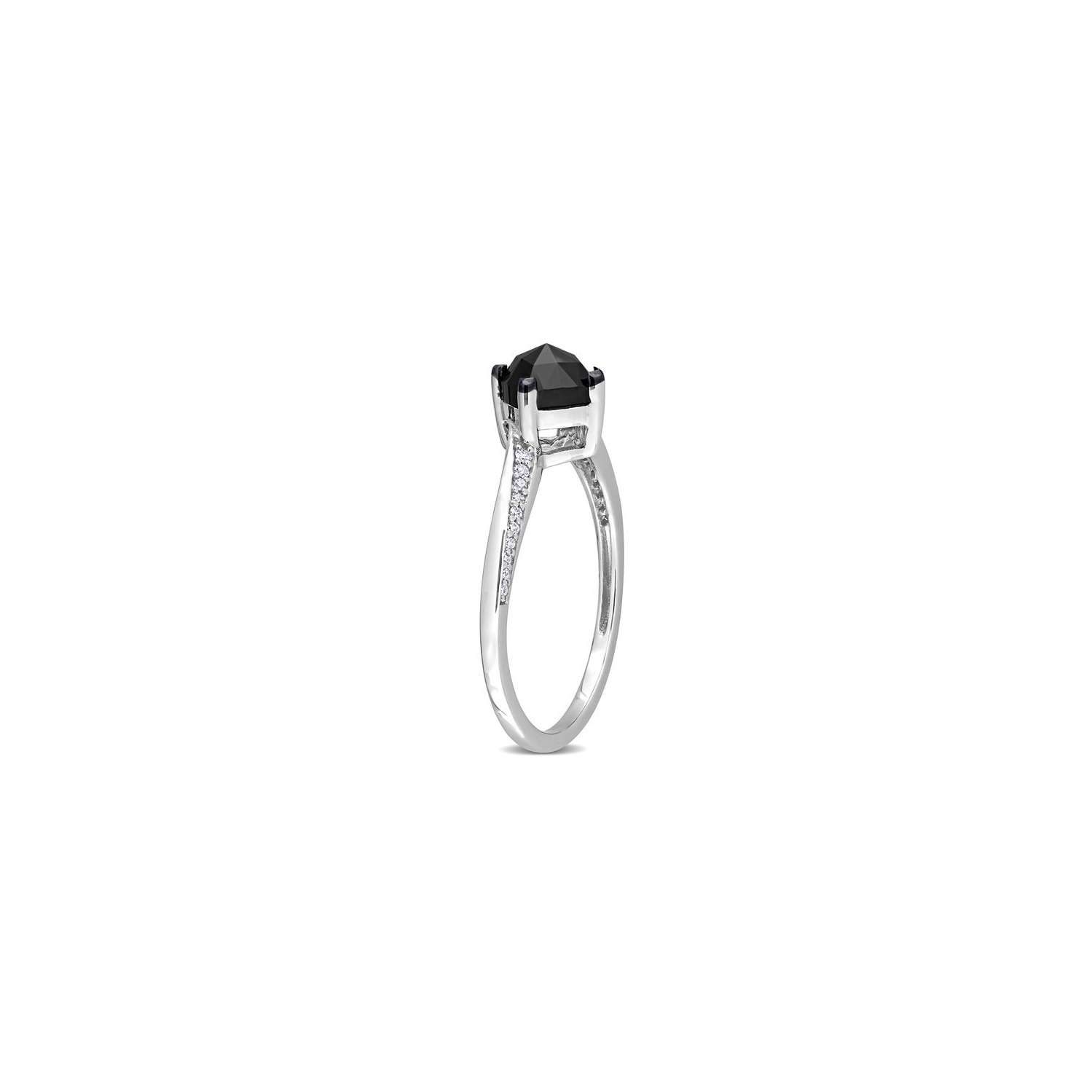 1.00 Carat Black Diamond Cushion-Cut Solitaire Engagement Ring in 10k White Gold