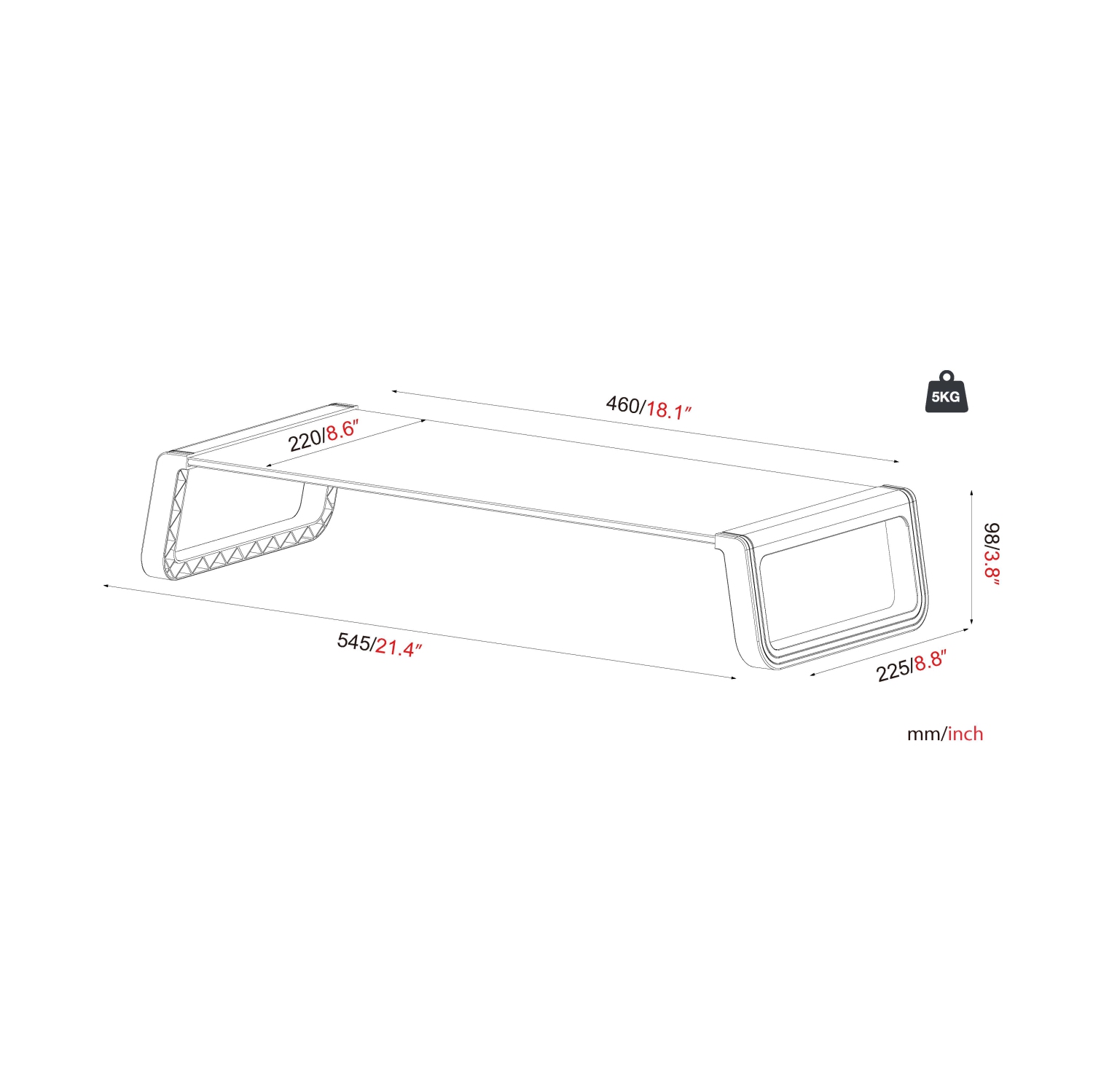 Amer Mounts – tablette surélevée pour moniteur PC avec espace de rangement pour clavier – ARPHONEBOOK
