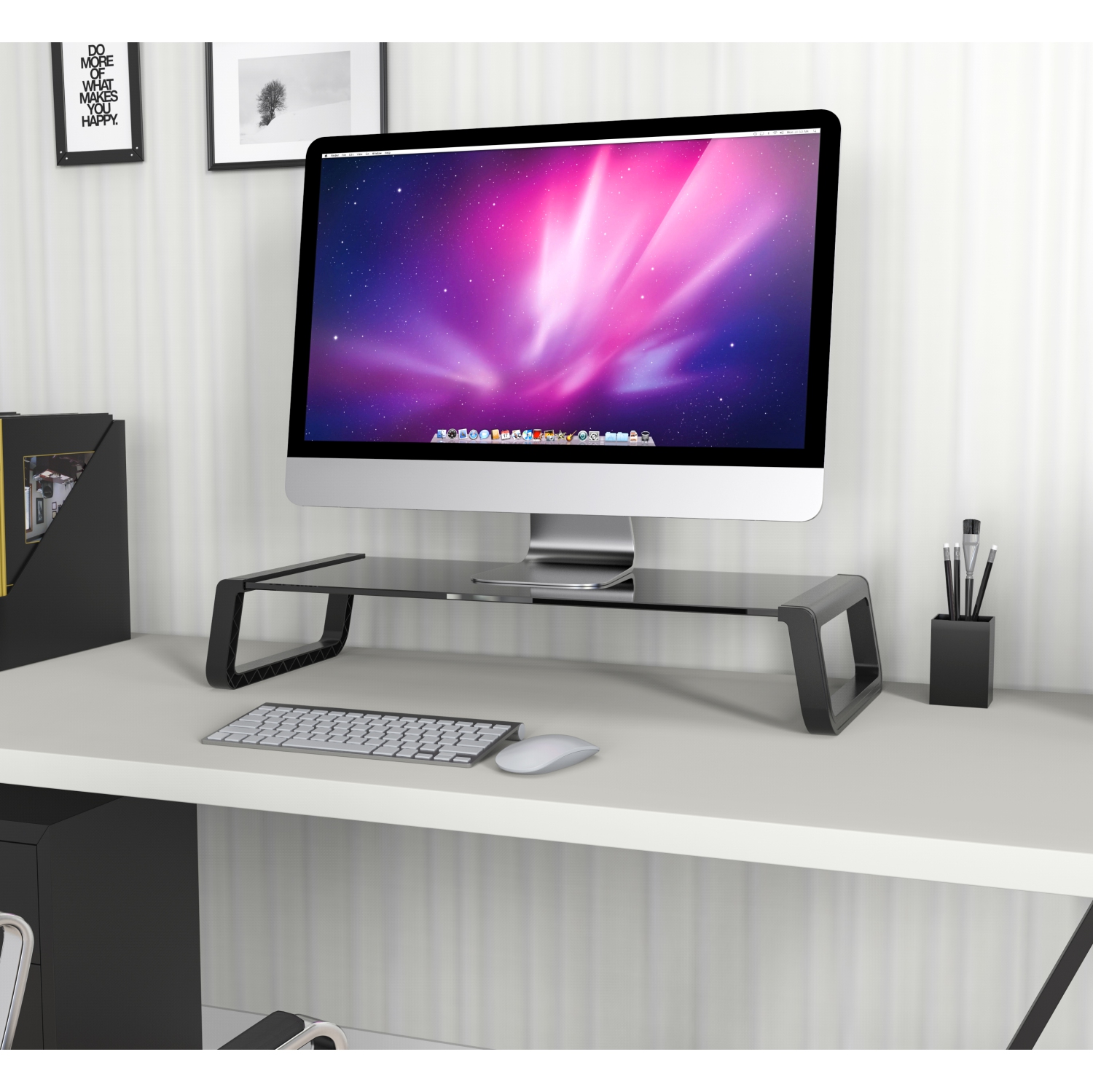 Amer Mounts – tablette surélevée pour moniteur PC avec espace de rangement pour clavier – ARPHONEBOOK