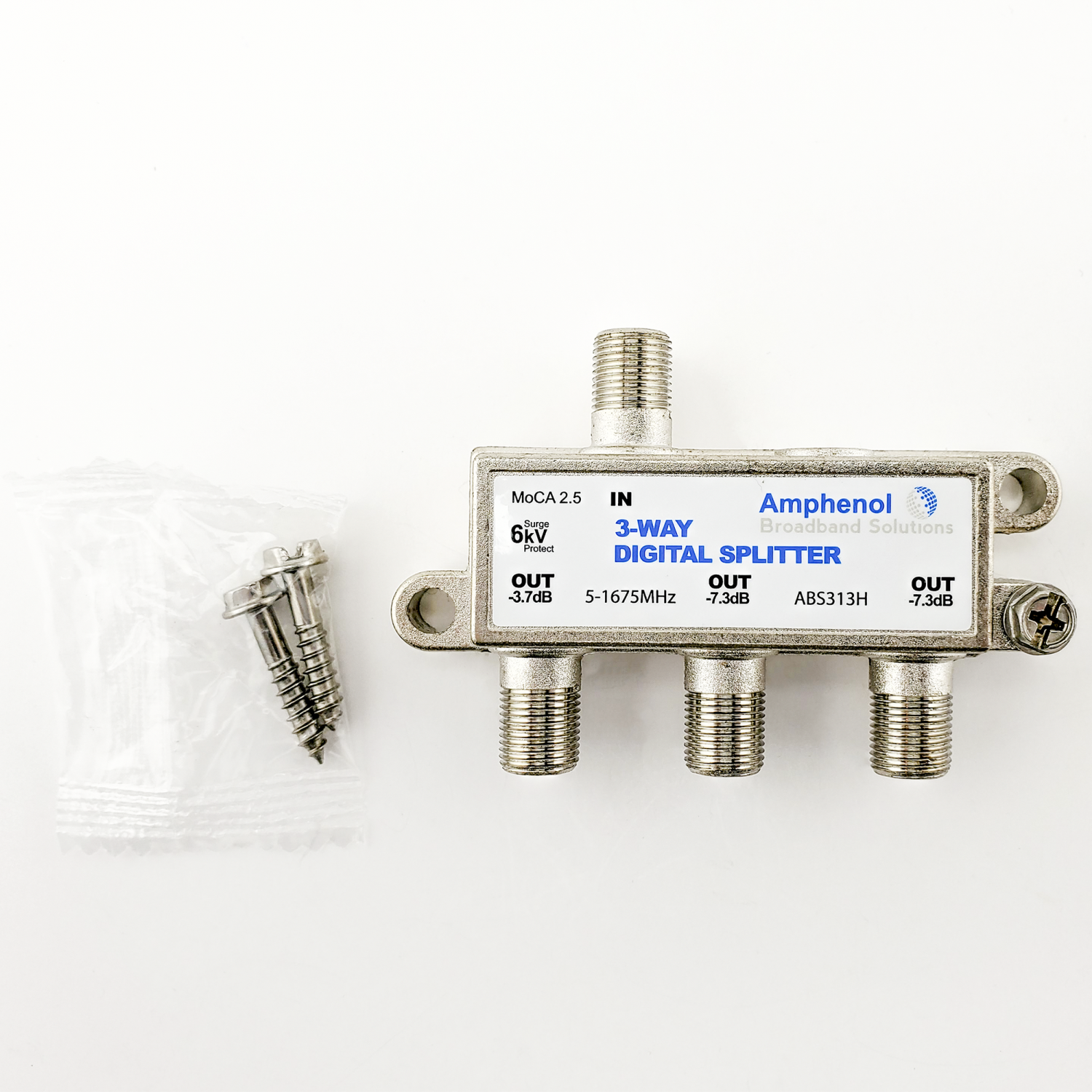 Amphenol 3-Way Digital Coaxial Splitter MoCA 2.5 ABS313H