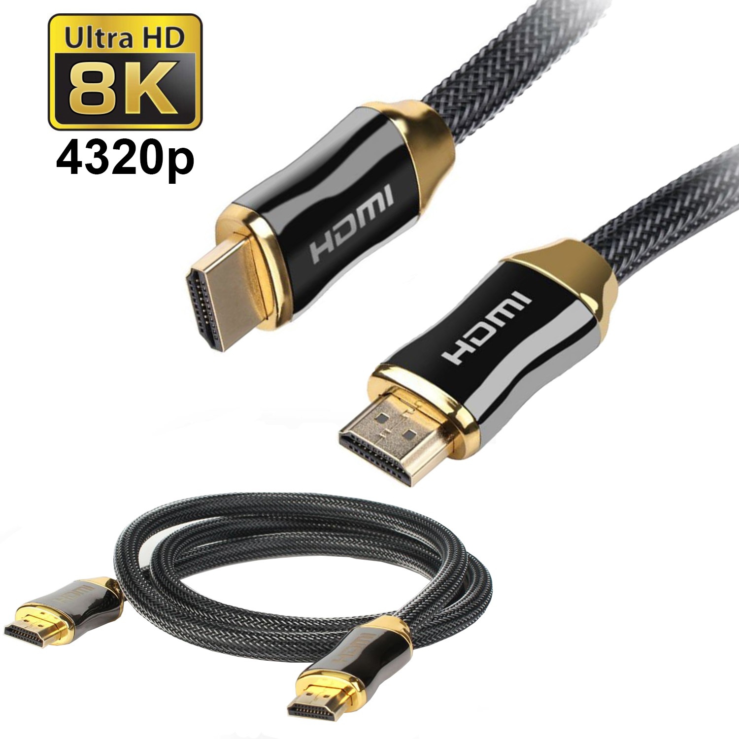 SatelliteSale Digital Ultra High-Speed HDMI 2.1 Cable Black Cotton Cord (3 feet)