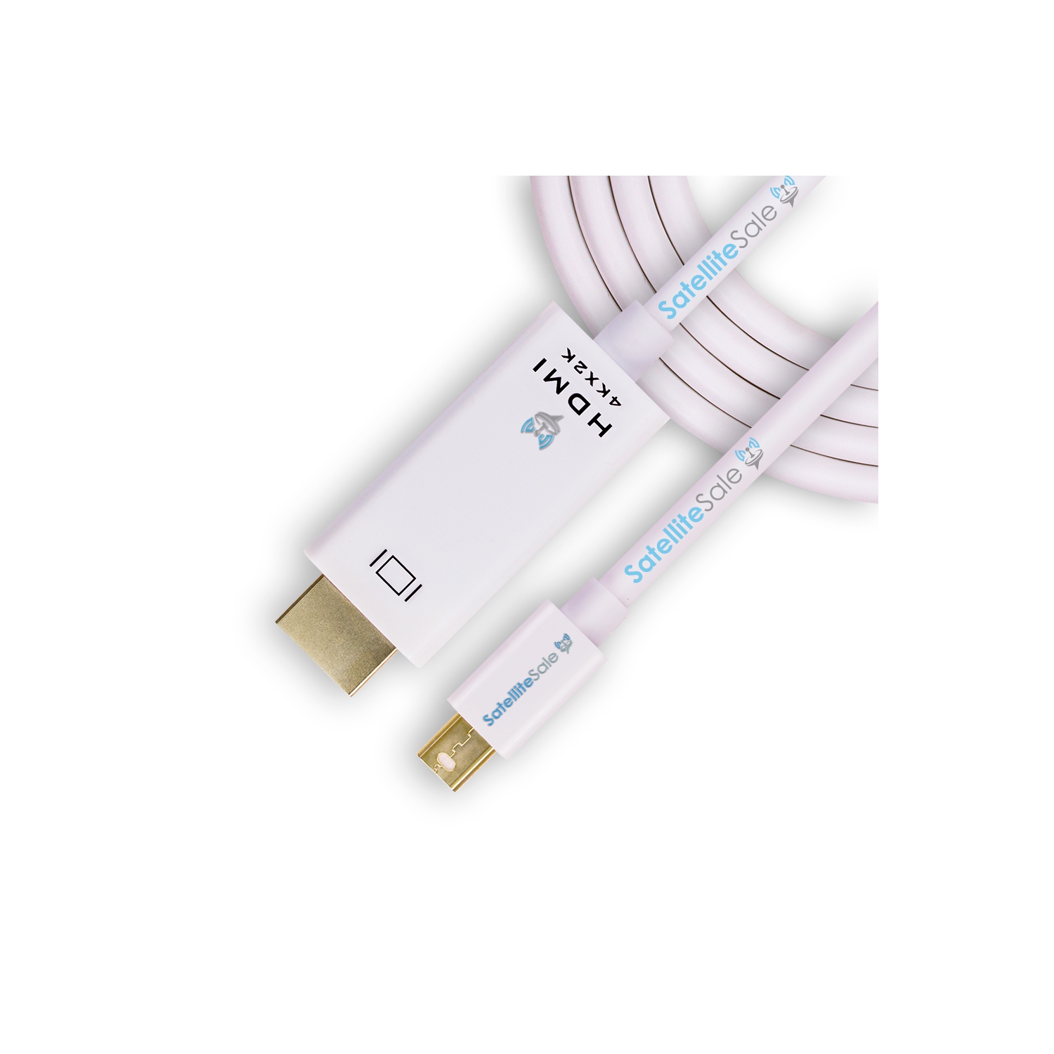 SatelliteSale Uni-Directional Mini DisplayPort to HDMI Cable Male to Male PVC White Cord (15 feet)