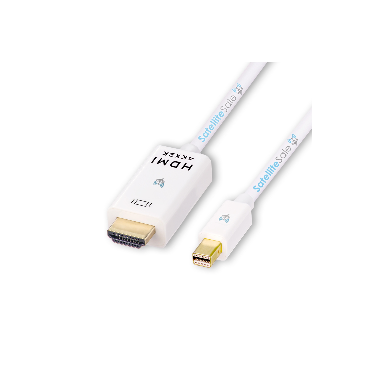 SatelliteSale Uni-Directional Mini DisplayPort to HDMI Cable Male to Male PVC White Cord (15 feet)