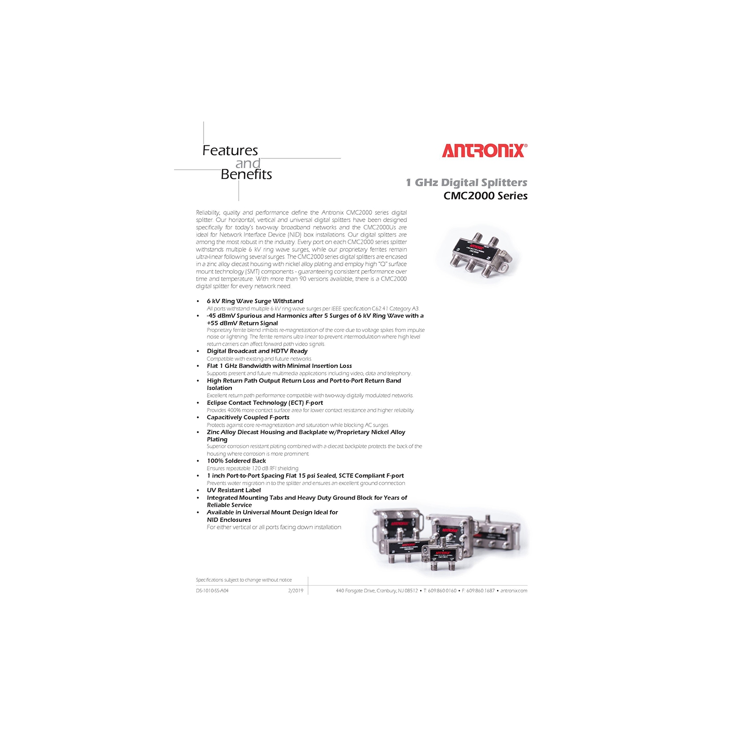 Antronix High Performance 8-Way Cable TV Splitter CMC2008U OTA Coaxial 5-1002M