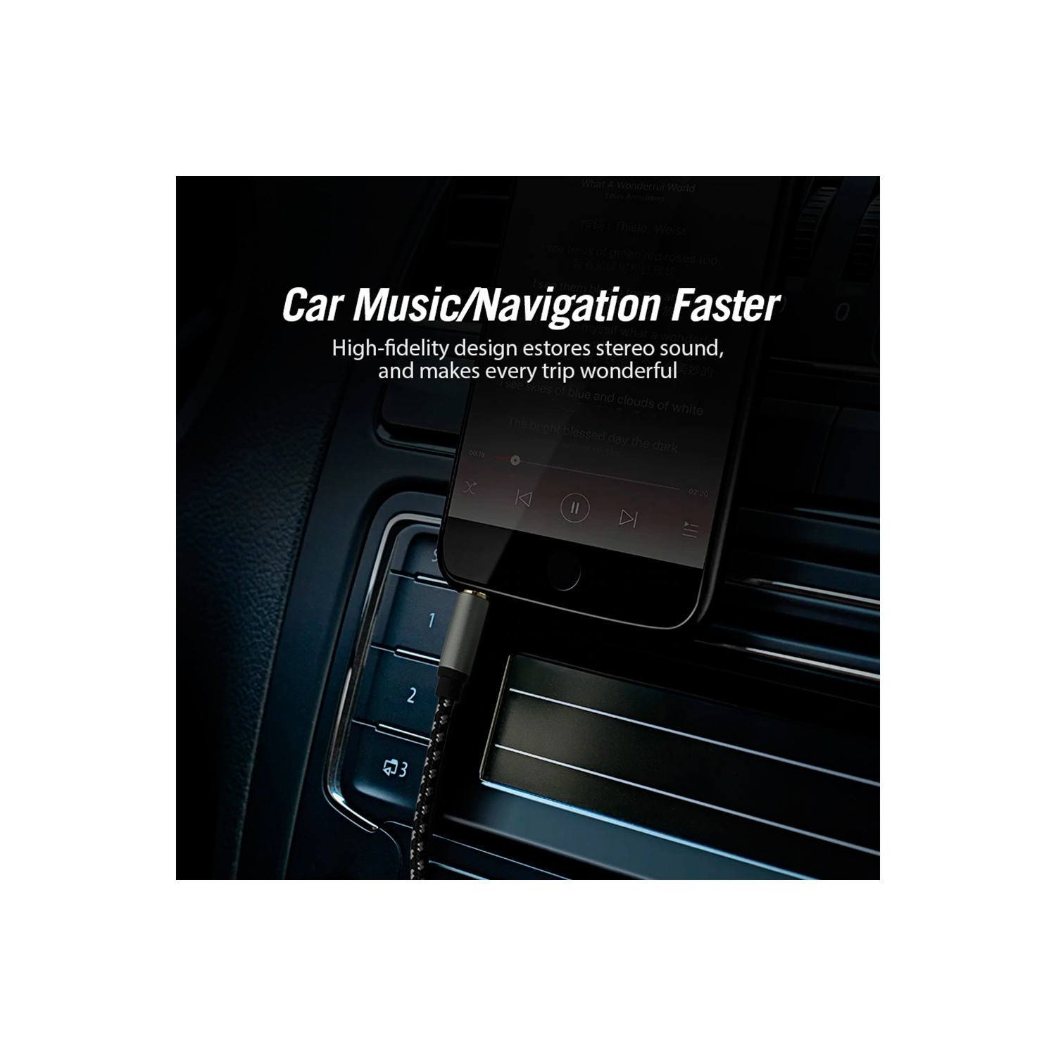 SatelliteSale Auxiliary 3.5mm Audio Jack Male to Male Digital Stereo Aux Cable Universal Wire Black/White Nylon Cord 6 feet