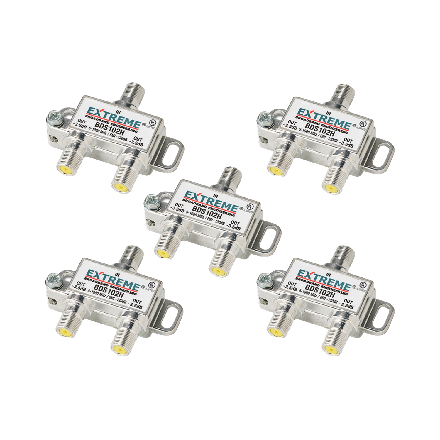 2 Way Extreme/Amphenol 1Ghz High Performance Coax Cable Splitter BDS102H 5 Pack