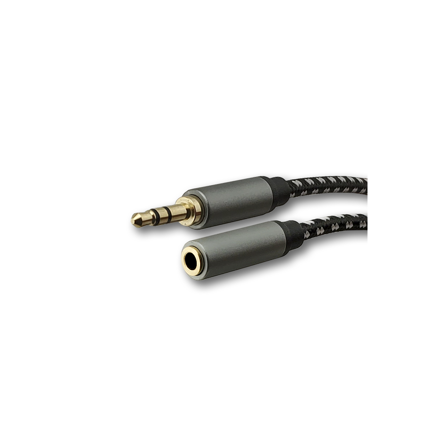 SatelliteSale Auxiliary 3.5mm Audio Jack Male to Female Digital Stereo Aux Extension Cable Universal Wire Black/White Nylon Cord 100 feet