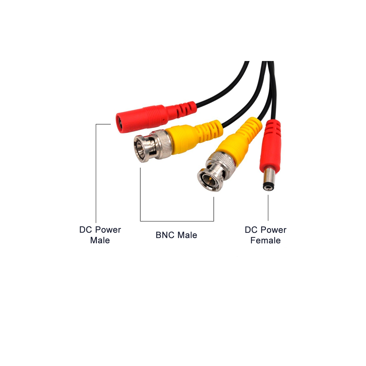 SatelliteSale CCTV Security Camera BNC Cable Siamese Pre-Made 2-in-1 Video and Power Universal Wire PVC Black Cord