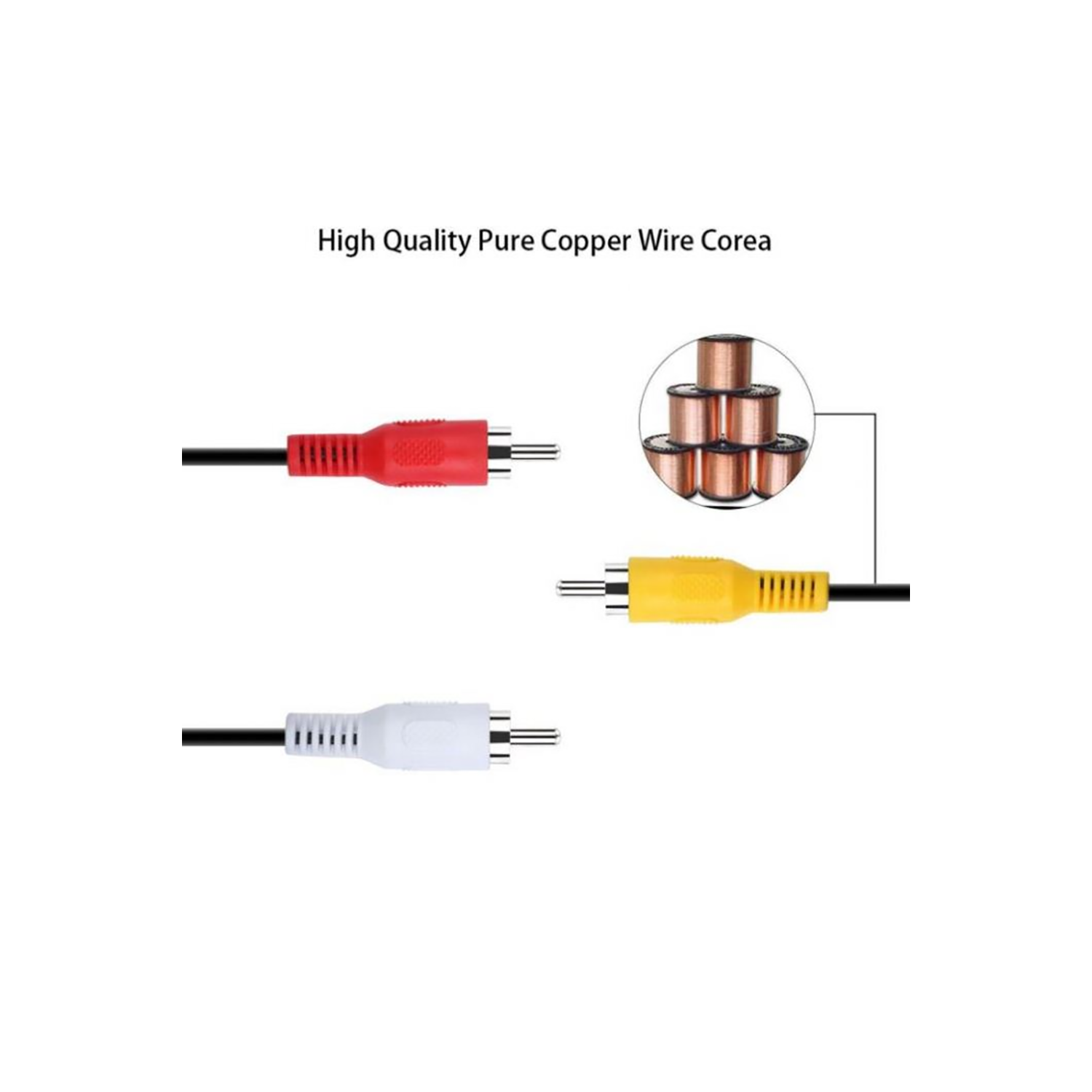 SatelliteSale Auxiliary 3.5mm Audio/Video Jack to 3 RCA Digital Stereo Composite Aux Cable Universal Wire PVC Black Cord 6 feet