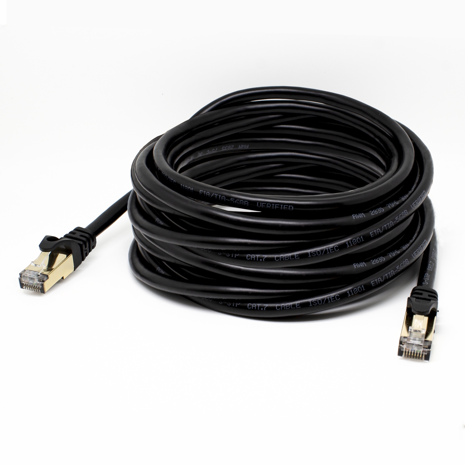 SatelliteSale RJ45 Cat-7 Network Ethernet SSTP Internet Cable 600 MHz 10 Gbps Universal Wire Black Cord