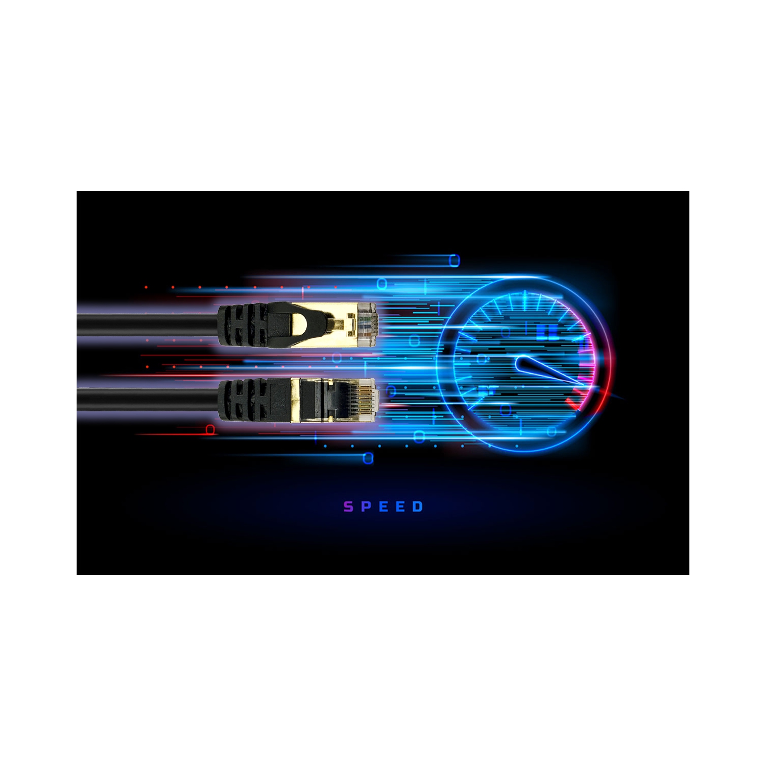 SatelliteSale RJ45 Cat-7 Network Ethernet SSTP Internet Cable 600 MHz 10 Gbps Universal Wire Black Cord