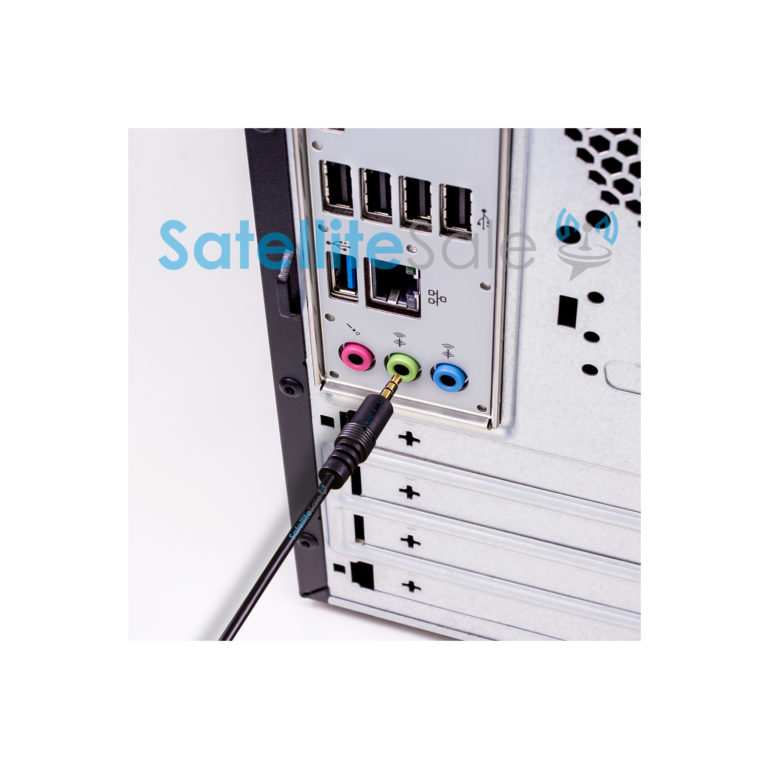 SatelliteSale Auxiliary 3.5mm Audio Jack Male to Male Digital Stereo Aux Cable Universal Wire PVC Black Cord