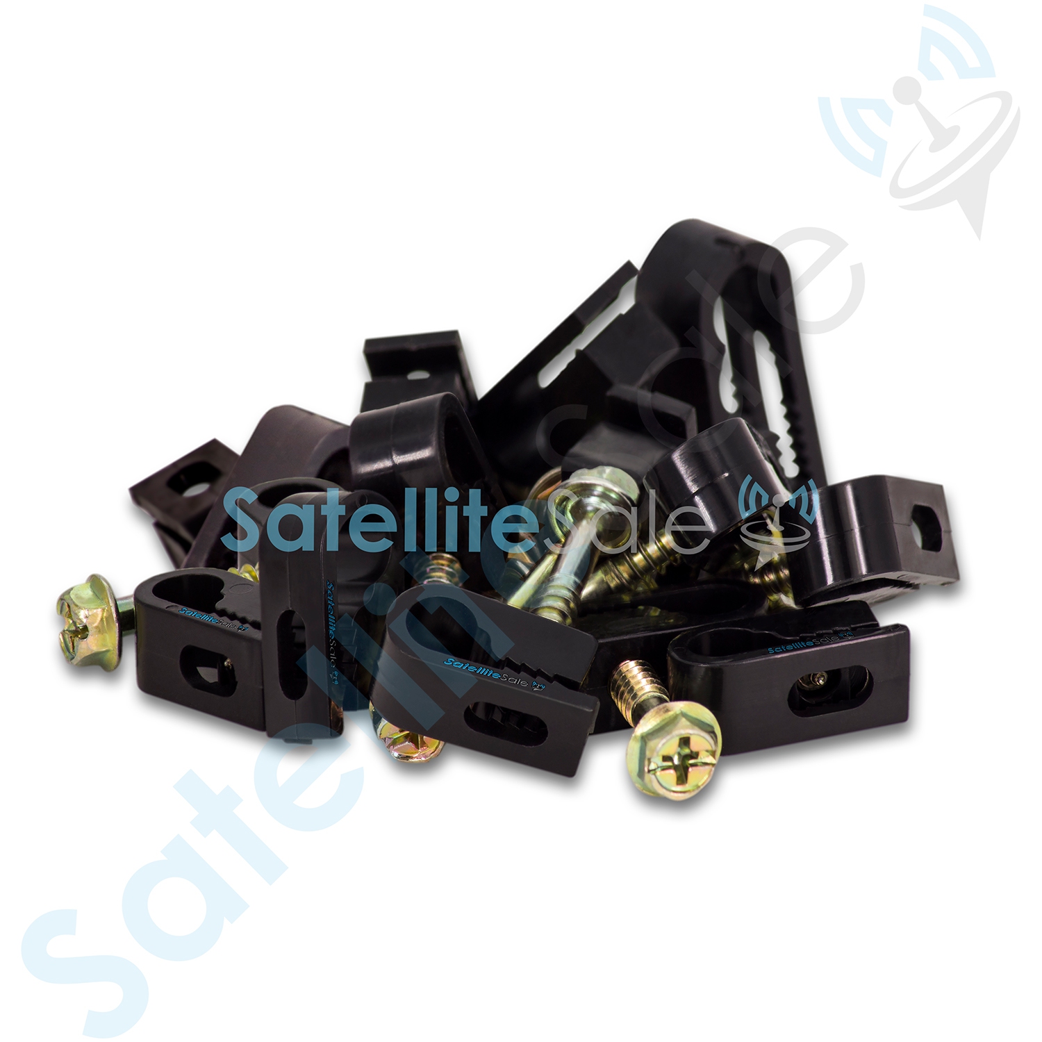 SatelliteSale Single Screw Black Clips for Ethernet Internet Telephone Cable TV Wire Cable Management 100 Pcs