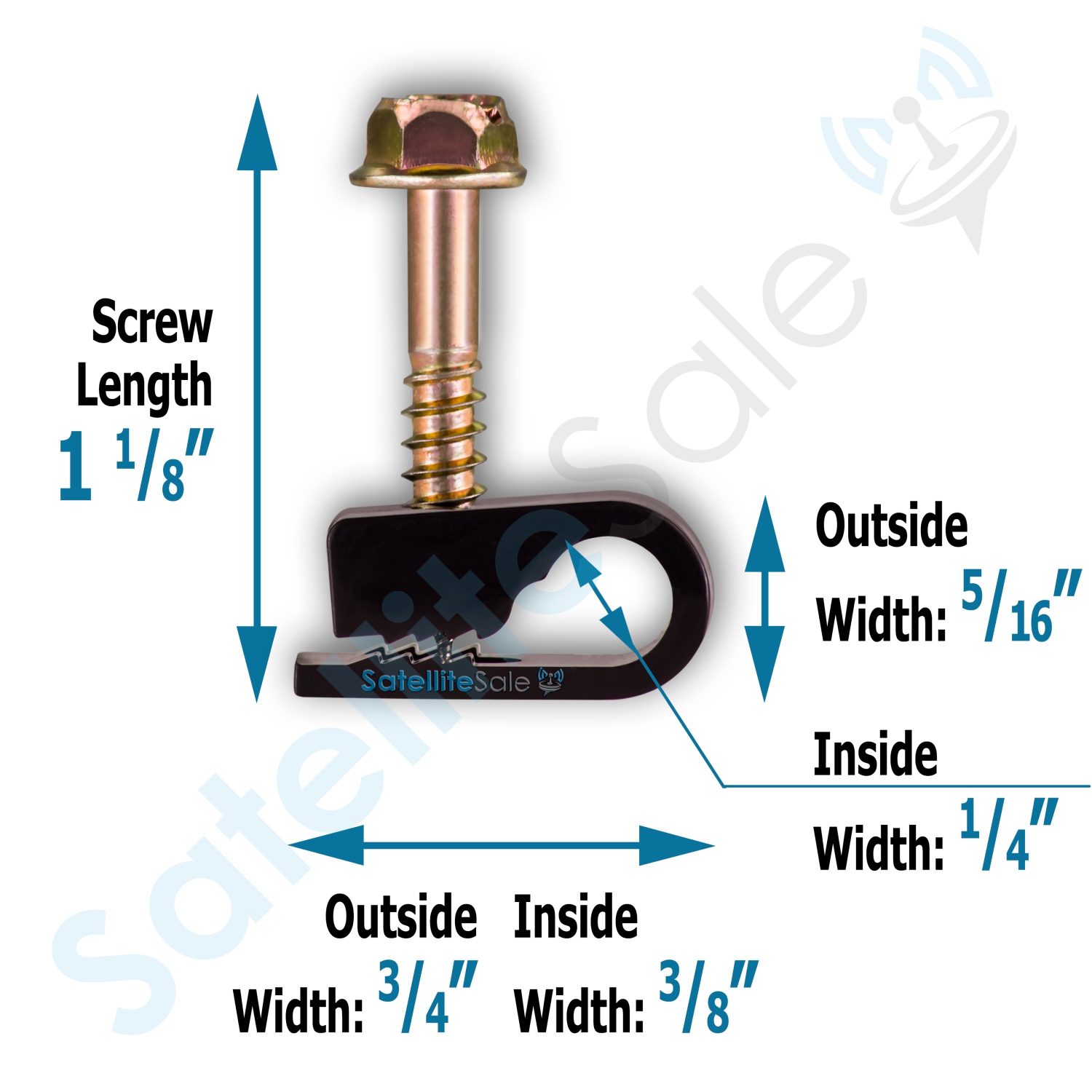 SatelliteSale Single Screw Black Clips for Ethernet Internet Telephone Cable TV Wire Cable Management 100 Pcs